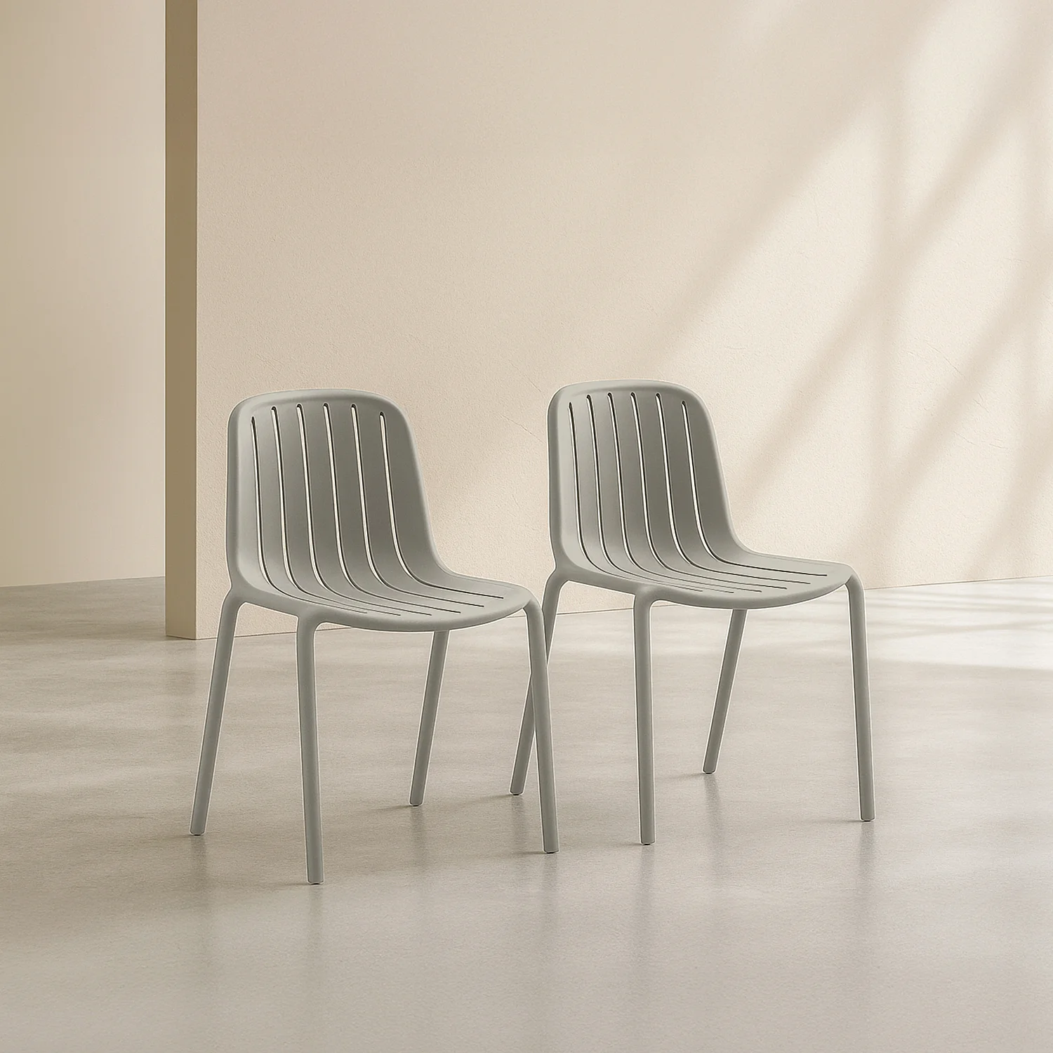 Lot de 2 chaises de jardin en polypropylène - Gris argile - 1