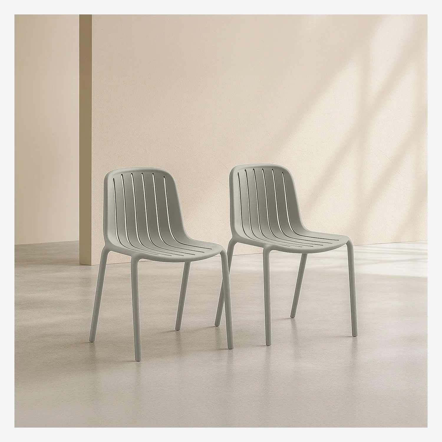 Gartenstuhl 2er-Set - Polypropylen - Tontopf-Grau - 2