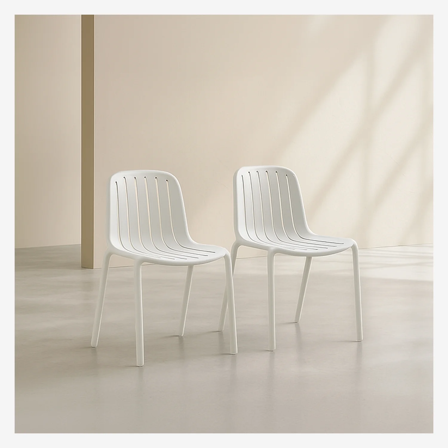 Lot de 2 chaises de jardin en polypropylène - Blanc opalin - 2