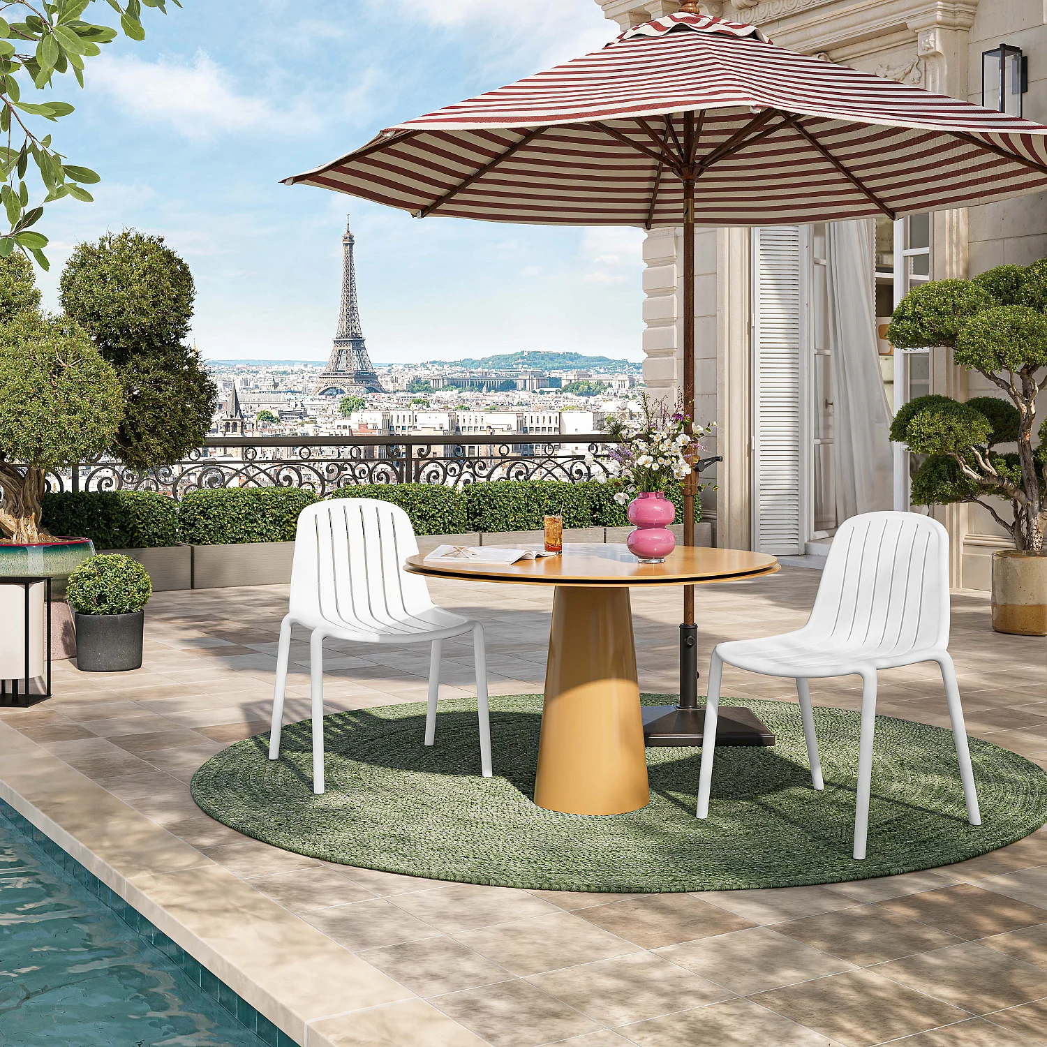 Lot de 2 chaises de jardin en polypropylène - Blanc opalin - 1