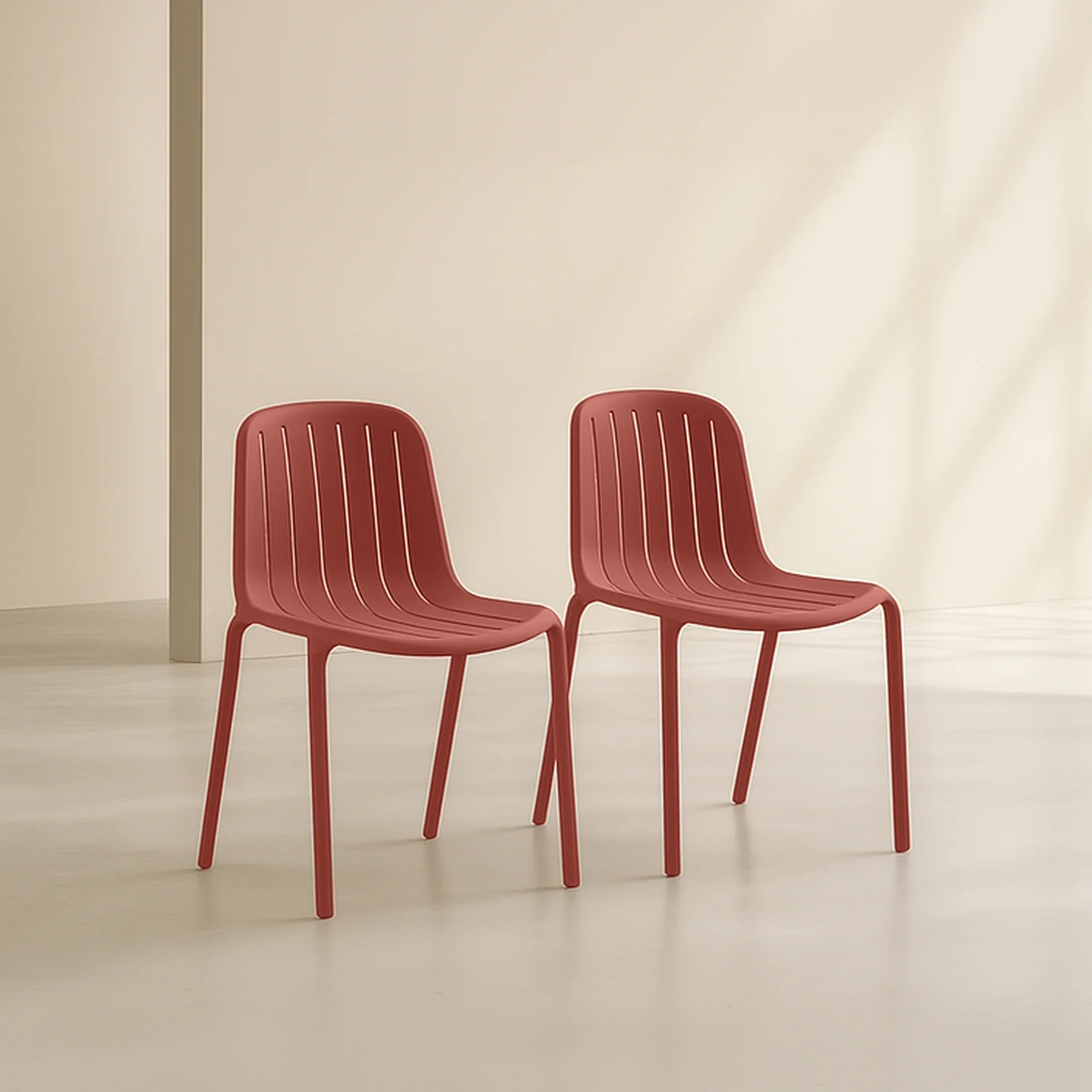 Lot de 2 chaises de jardin en polypropylène - Rouge parme - 2