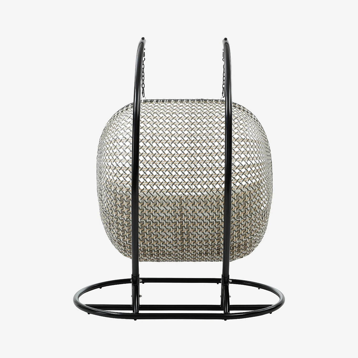 Fauteuil suspendu 2 places pour extérieur en résine tressée - Vert kaki et noir - 5