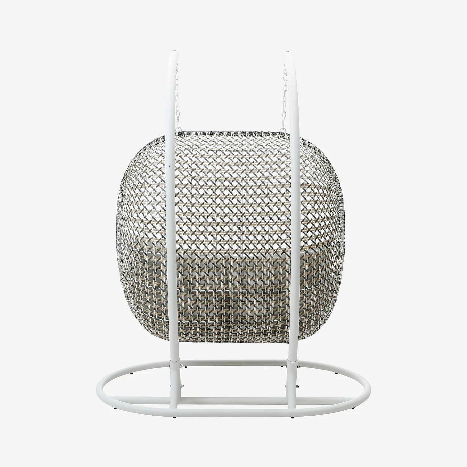 Fauteuil suspendu 2 places pour extérieur en résine tressée - Vert kaki et blanc - 5