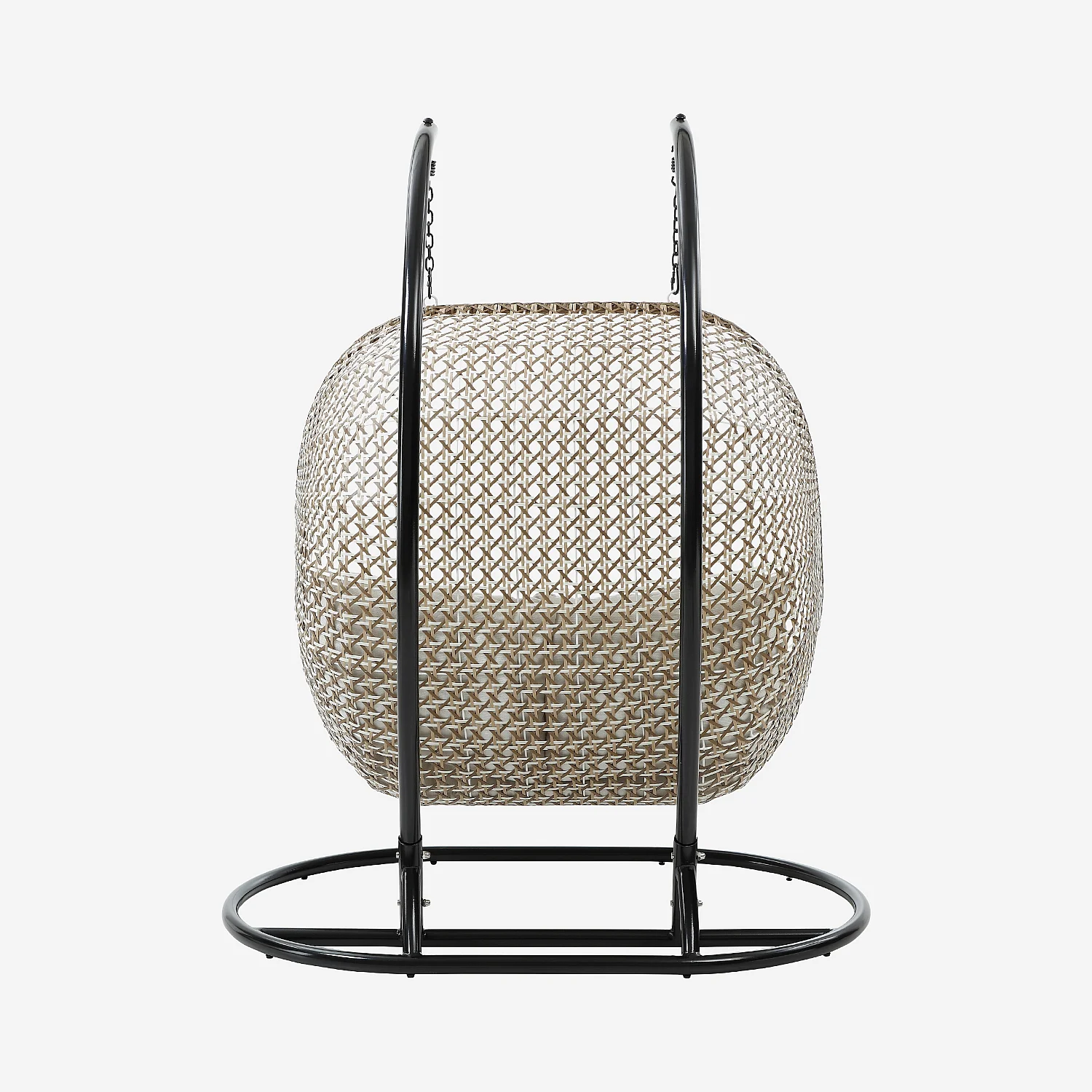 Fauteuil suspendu 2 places pour extérieur en résine tressée - Moka et noir - 5