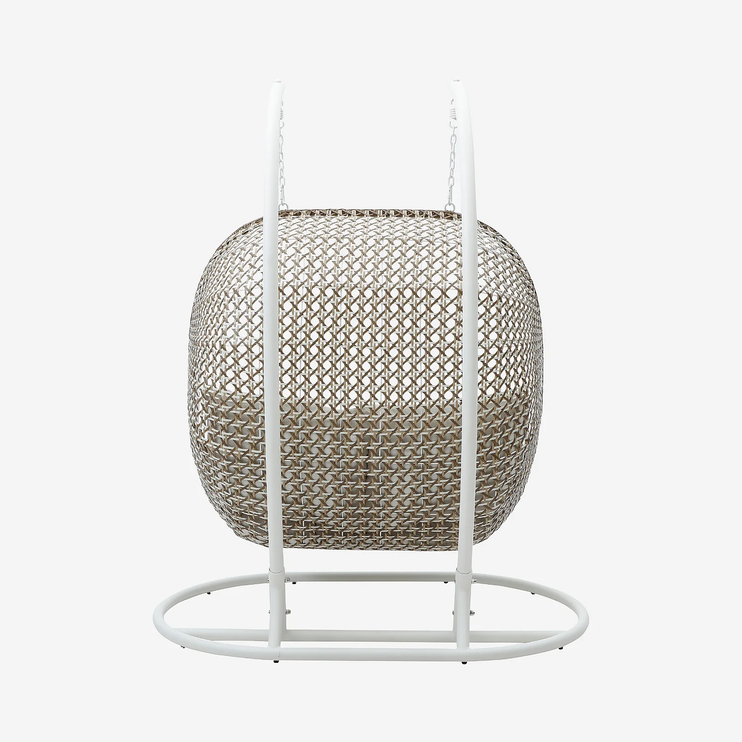 Fauteuil suspendu 2 places pour extérieur en résine tressée - Moka et blanc - 5