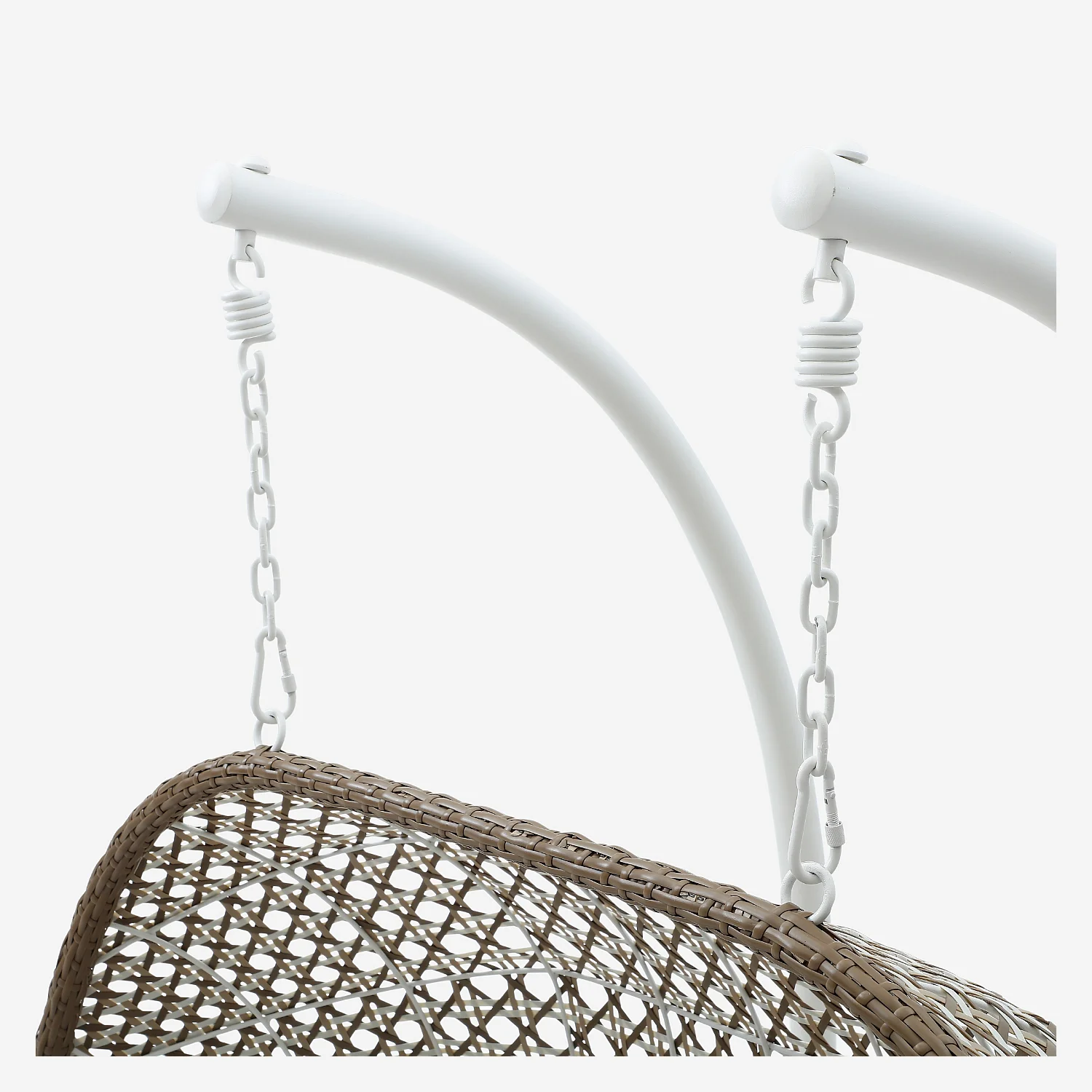 Fauteuil suspendu 2 places pour extérieur en résine tressée - Moka et blanc - 4