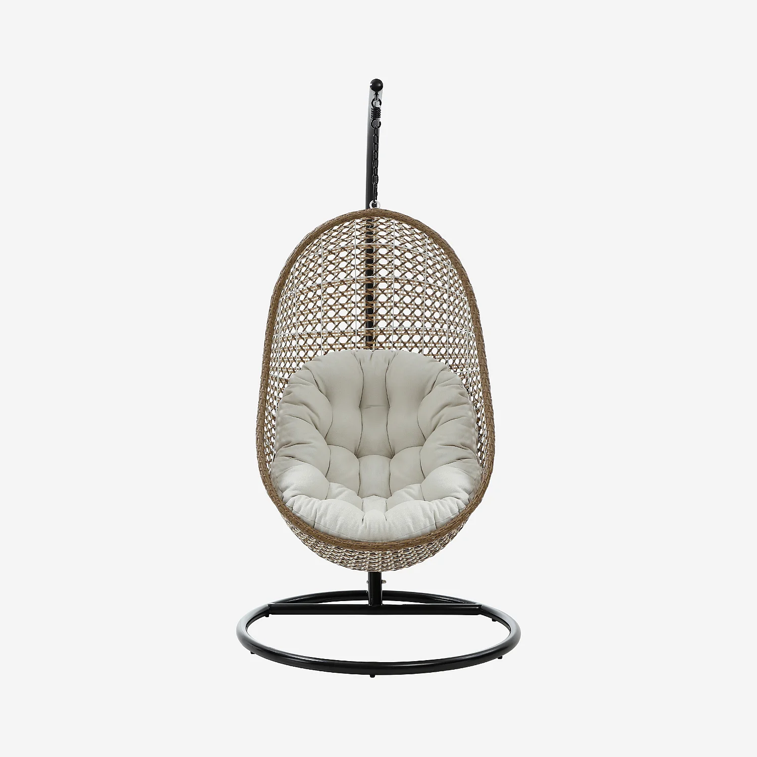 Fauteuil suspendu pour extérieur en résine tressée - Moka et noir - 2