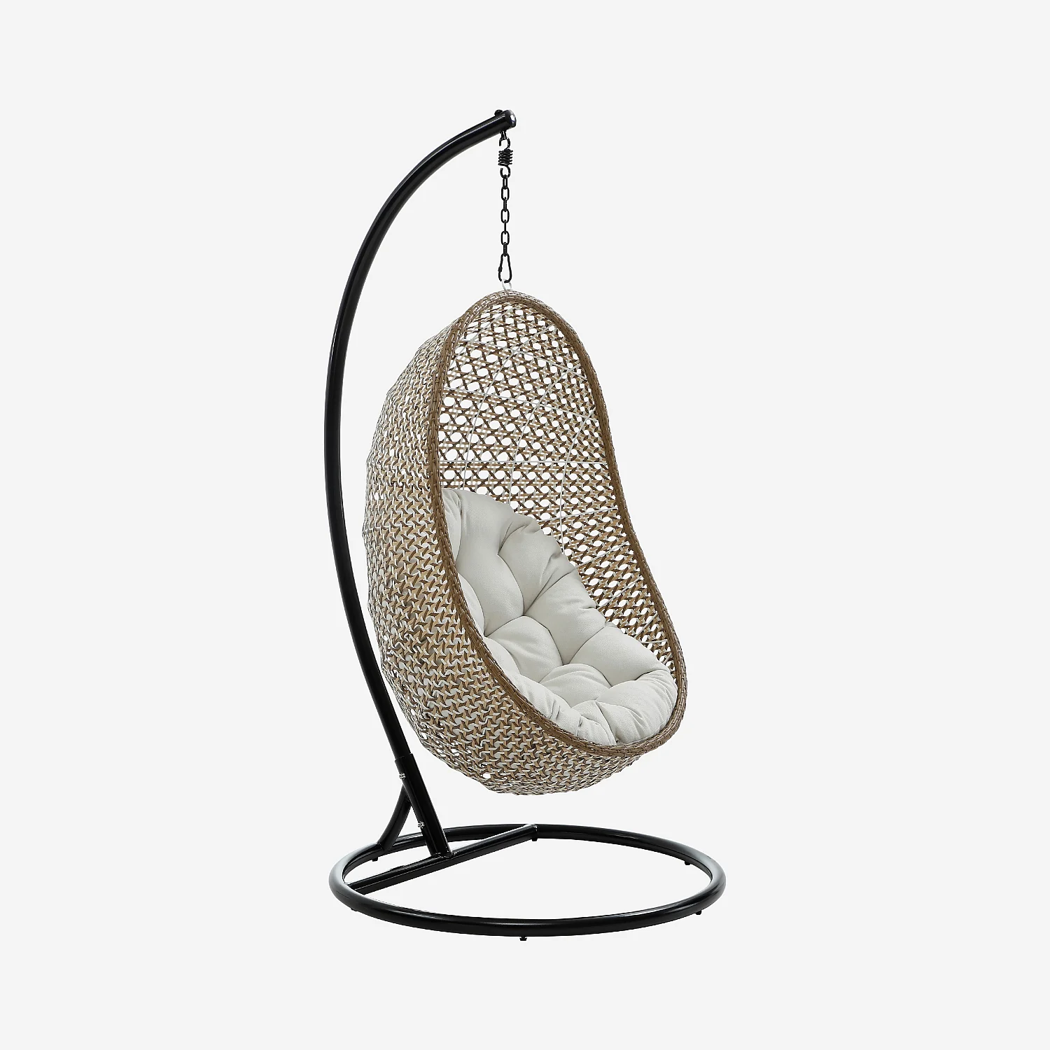 Fauteuil suspendu pour extérieur en résine tressée - Moka et noir - 1