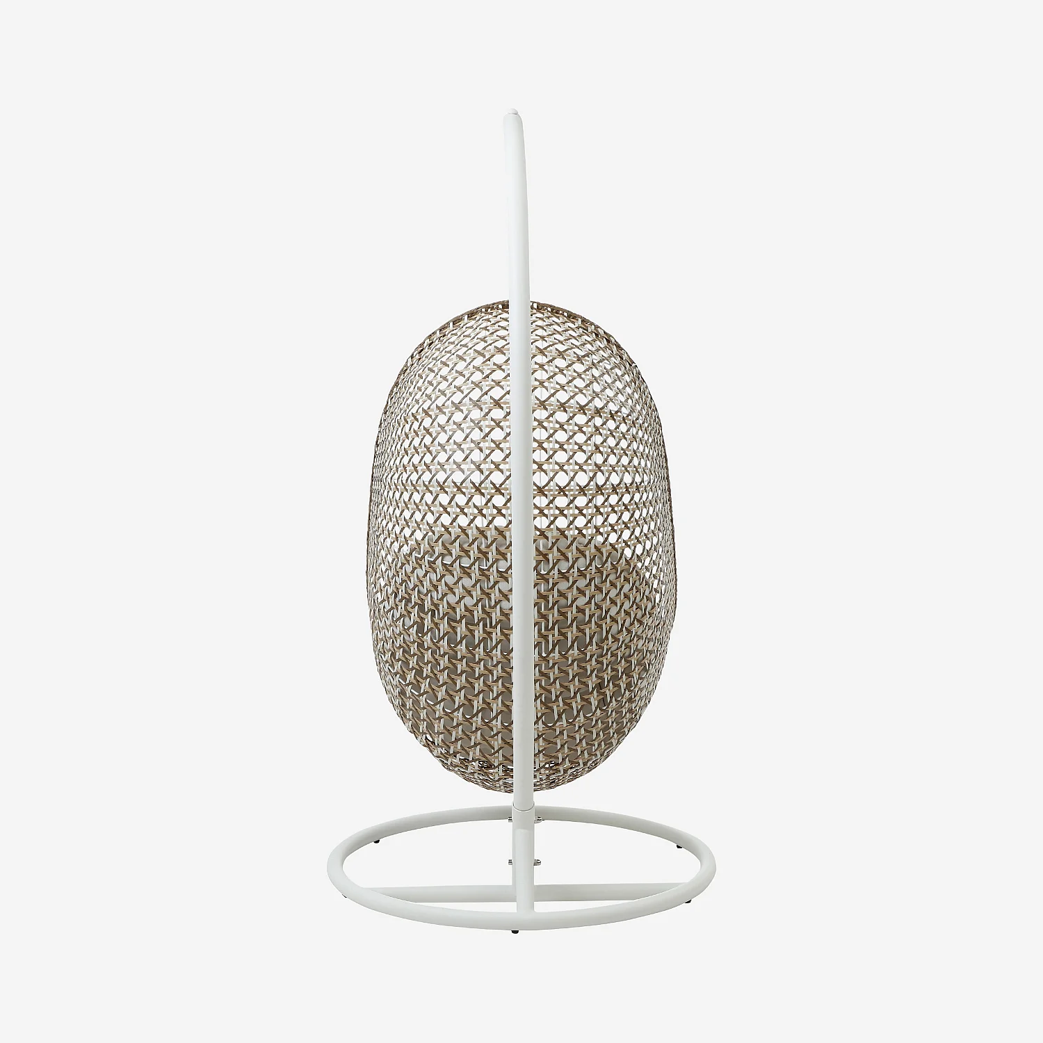 Fauteuil suspendu pour extérieur en résine tressée - Moka et blanc - 4