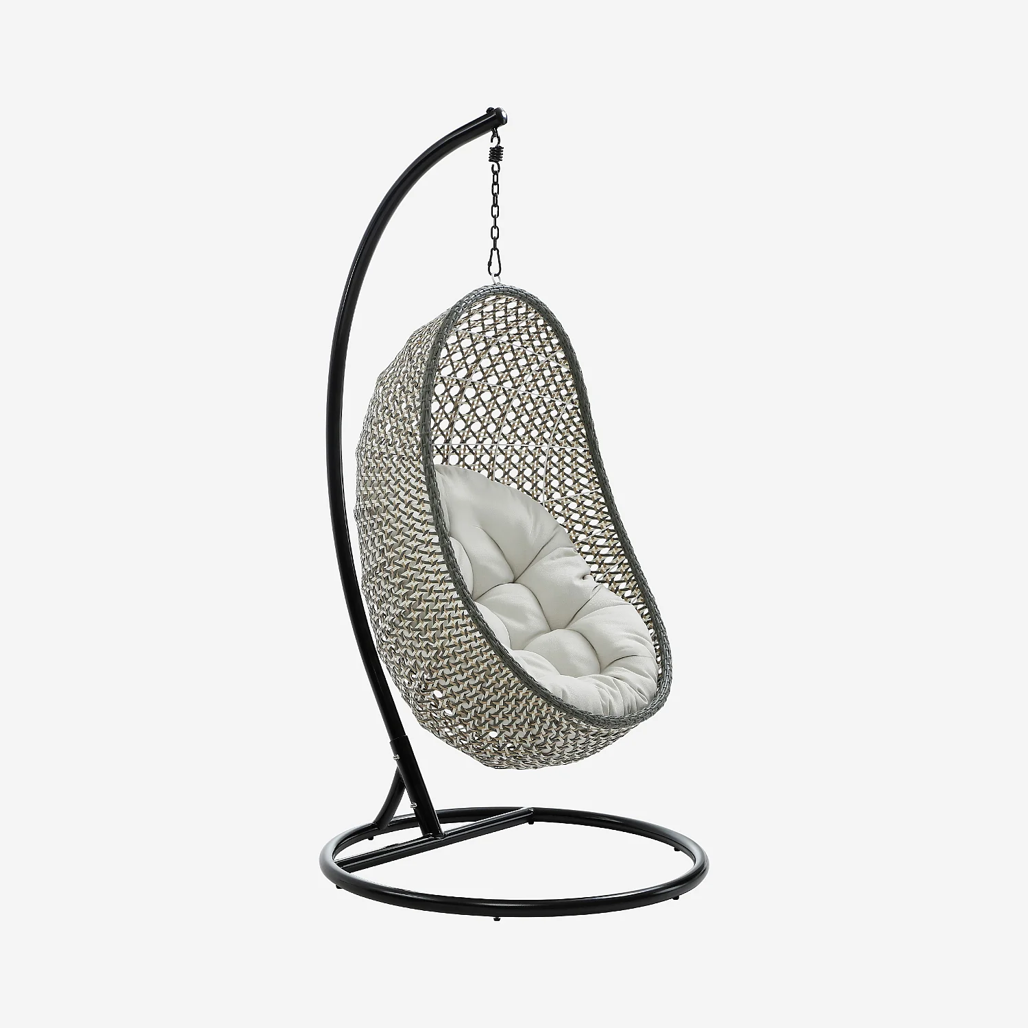 Fauteuil suspendu pour extérieur en résine tressée  - Vert kaki et noir - 1