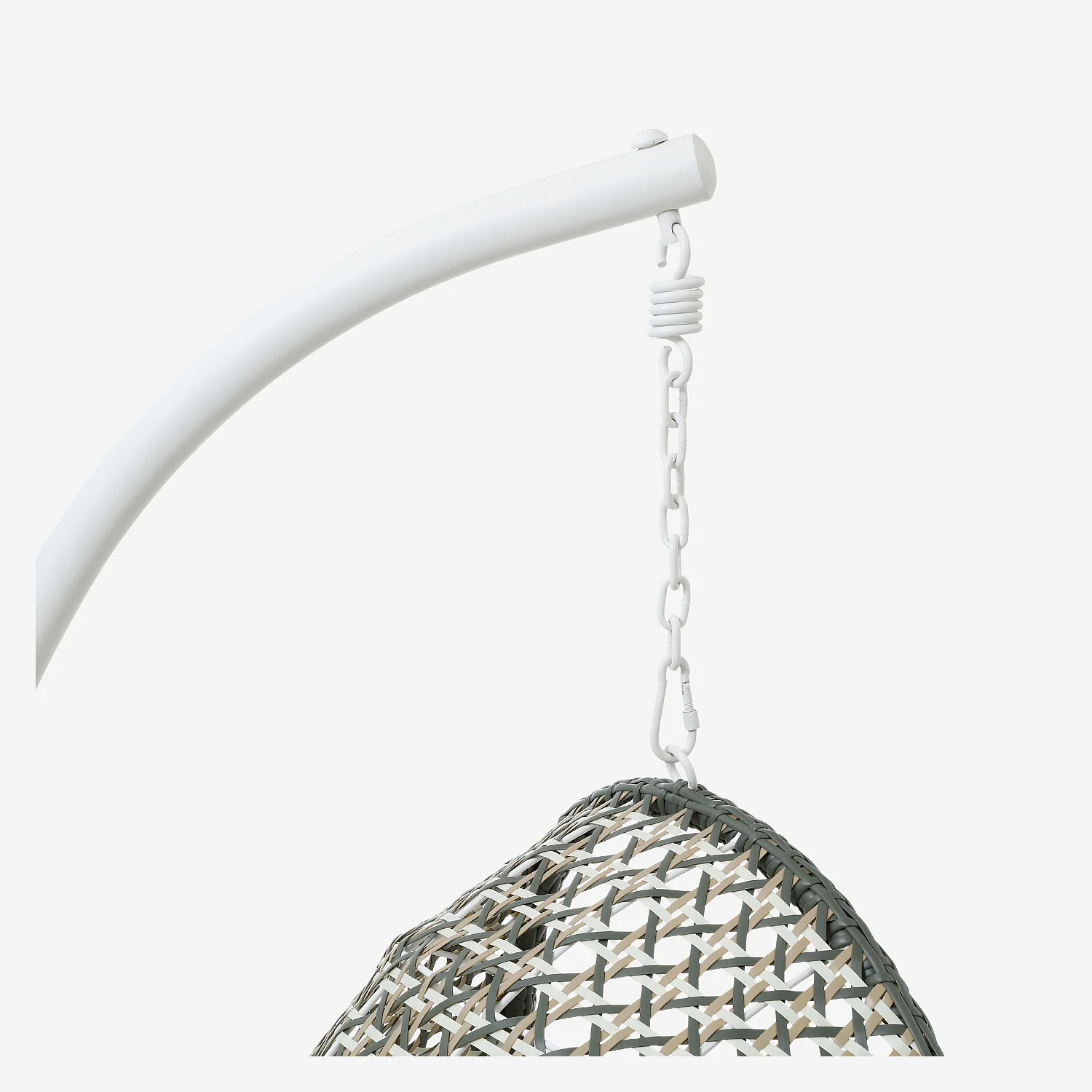 Fauteuil suspendu pour extérieur en résine tressée - Vert kaki et blanc - 5