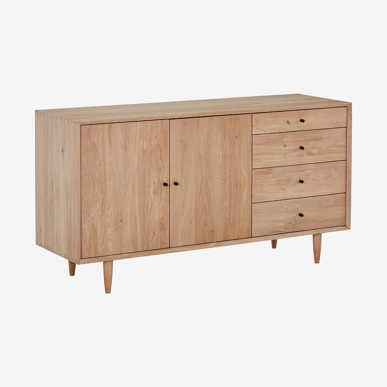 Sideboard mit 2 Türen und 4 Schubladen aus massiver Eiche - Natur - 3