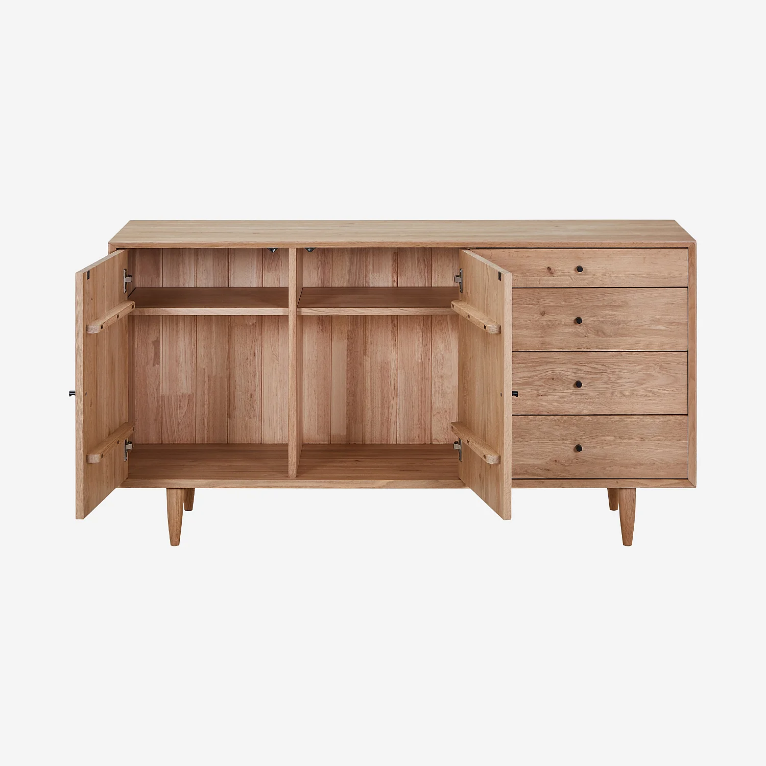 Sideboard mit 2 Türen und 4 Schubladen aus massiver Eiche - Natur - 6