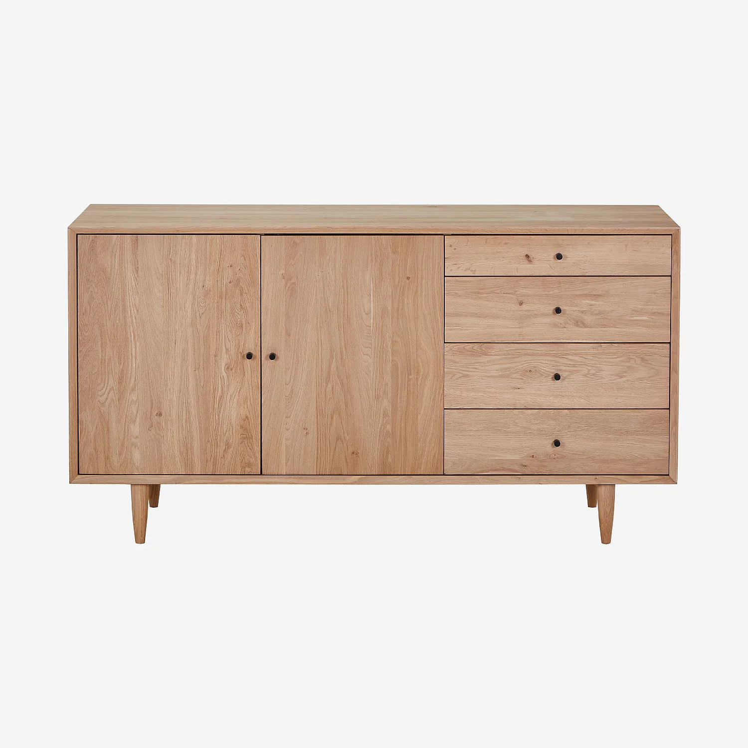 Sideboard mit 2 Türen und 4 Schubladen aus massiver Eiche - Natur - 1