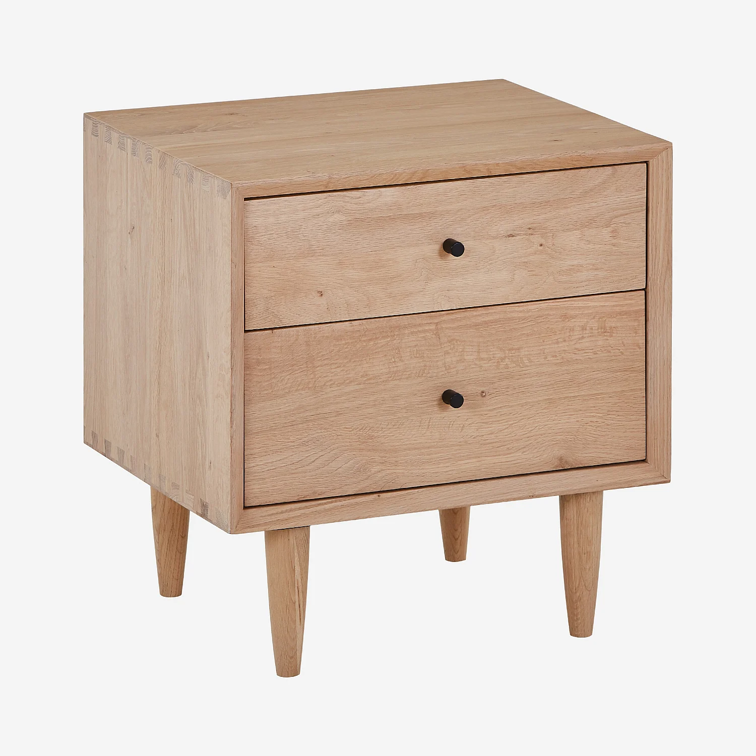 Nachttisch mit 2 Schubladen aus massiver Eiche - Natur - 3