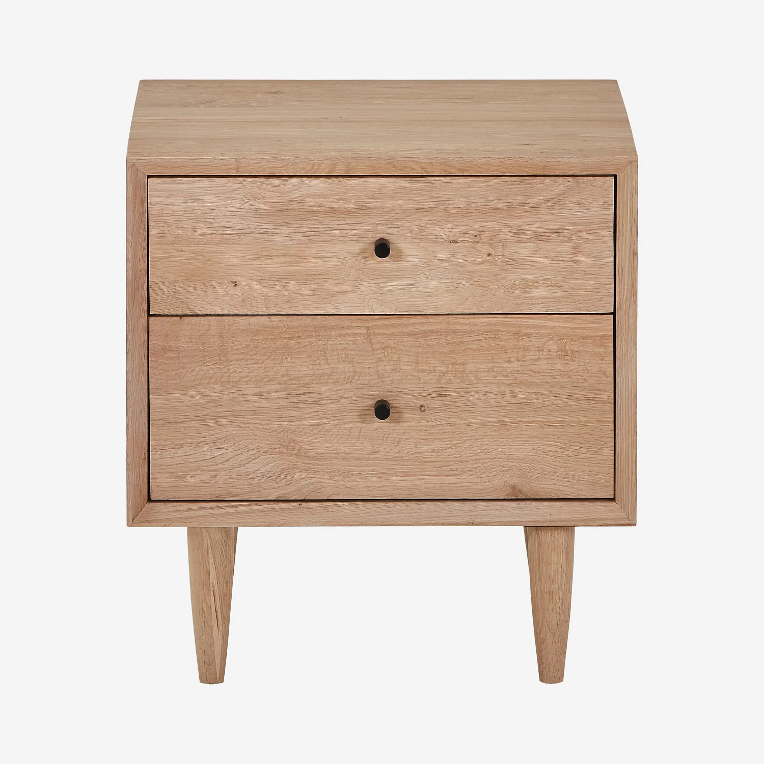 Nachttisch mit 2 Schubladen aus massiver Eiche - Natur - 1