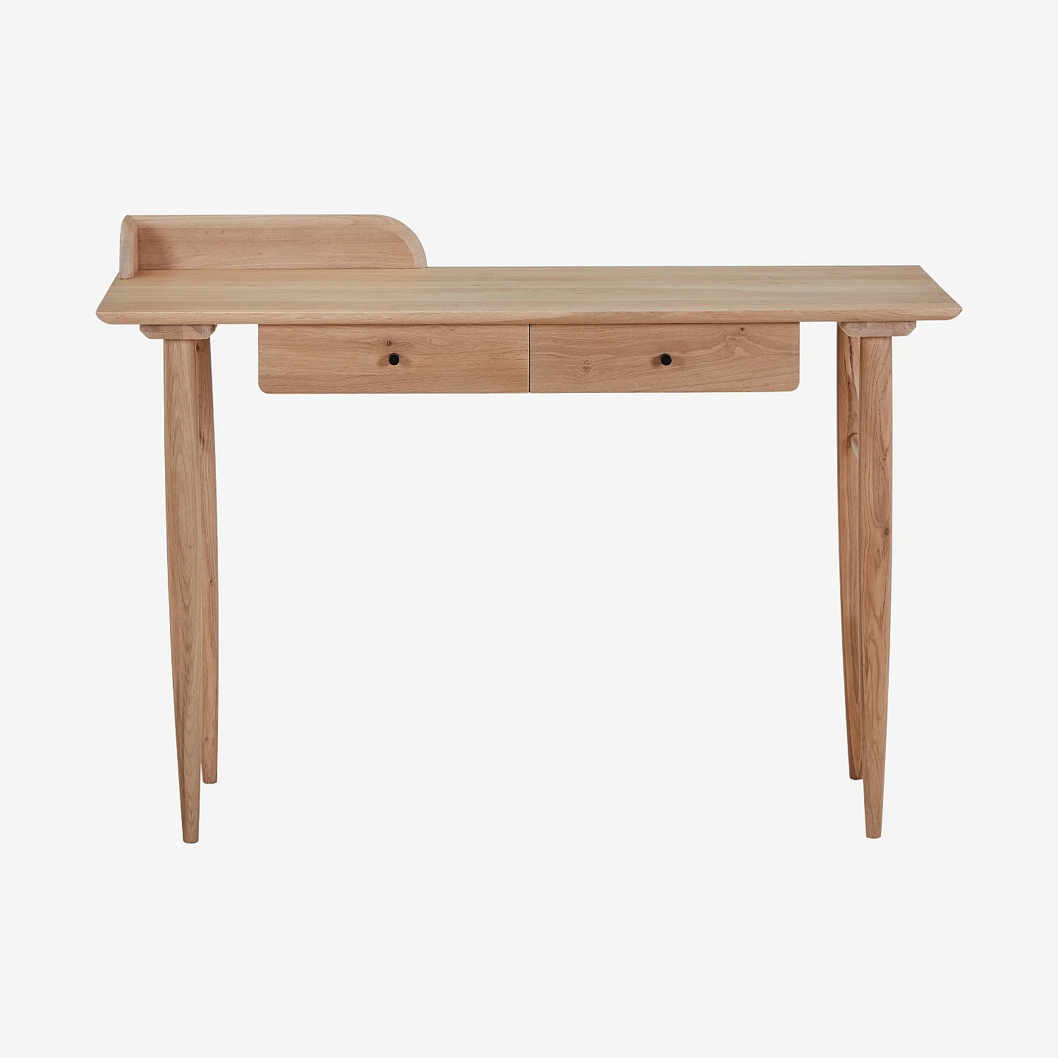 Schreibtisch mit 2 Schubladen aus massiver Eiche - Natur - 1