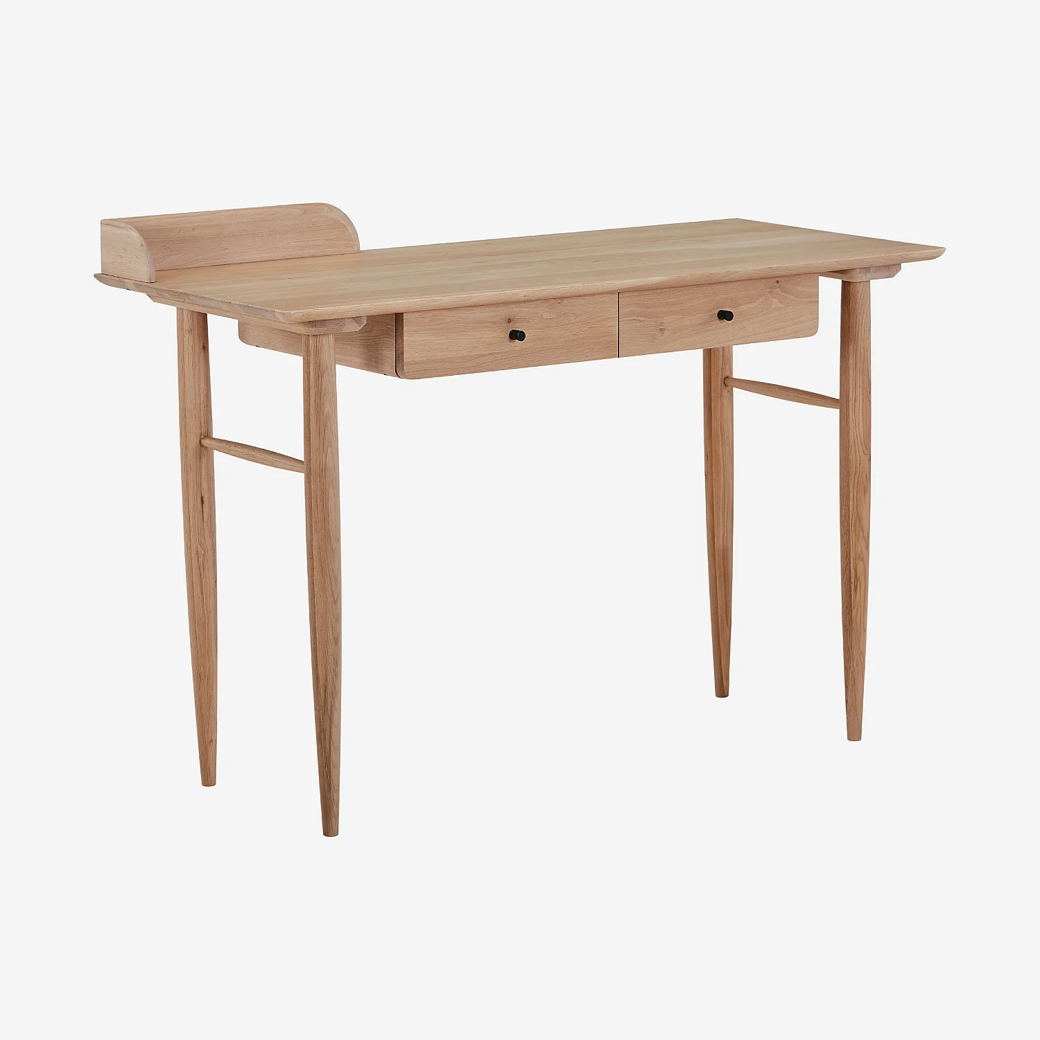 Schreibtisch mit 2 Schubladen aus massiver Eiche - Natur - 3