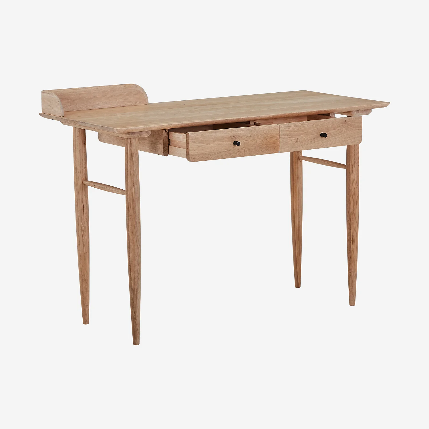 Schreibtisch mit 2 Schubladen aus massiver Eiche - Natur - 5