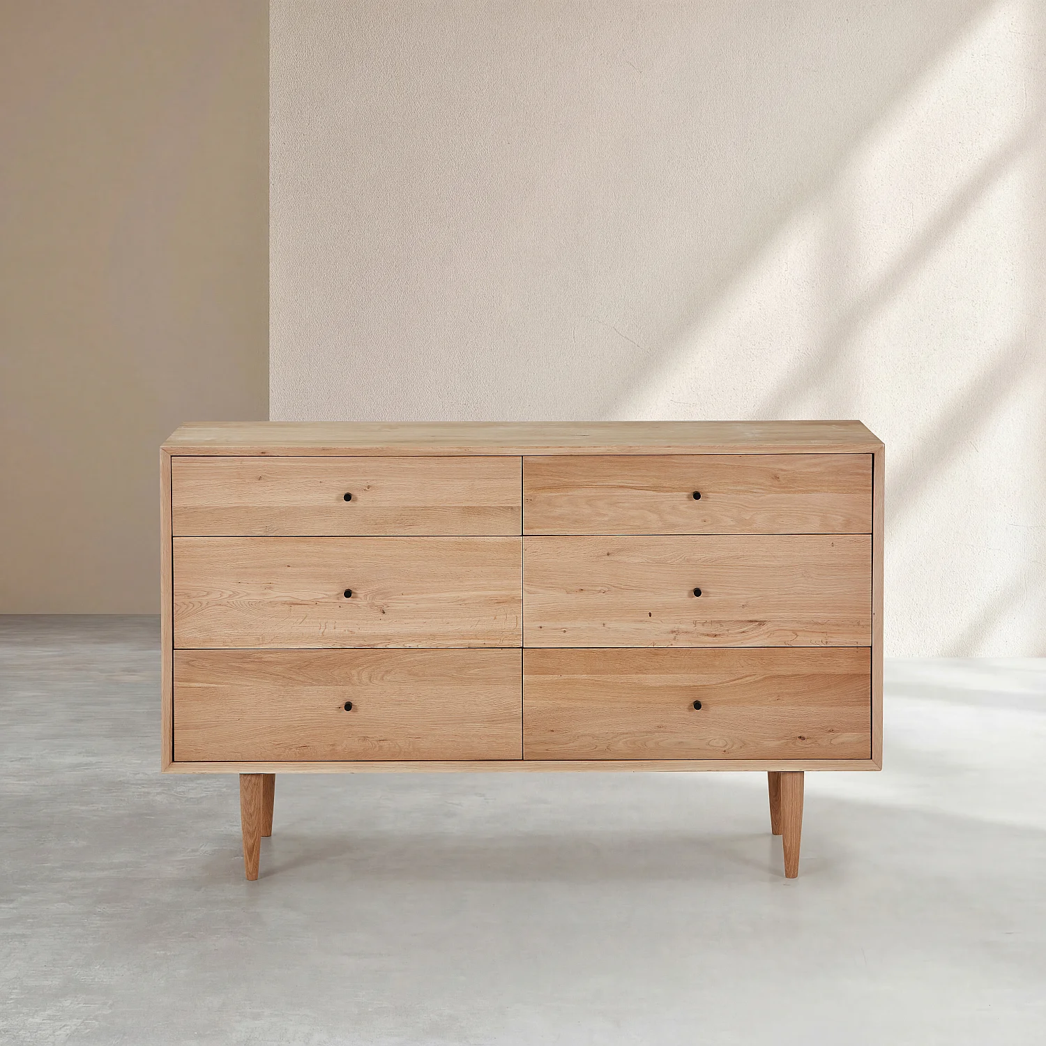 Cassettiera in rovere massello con 6 cassetti - Naturale - 3