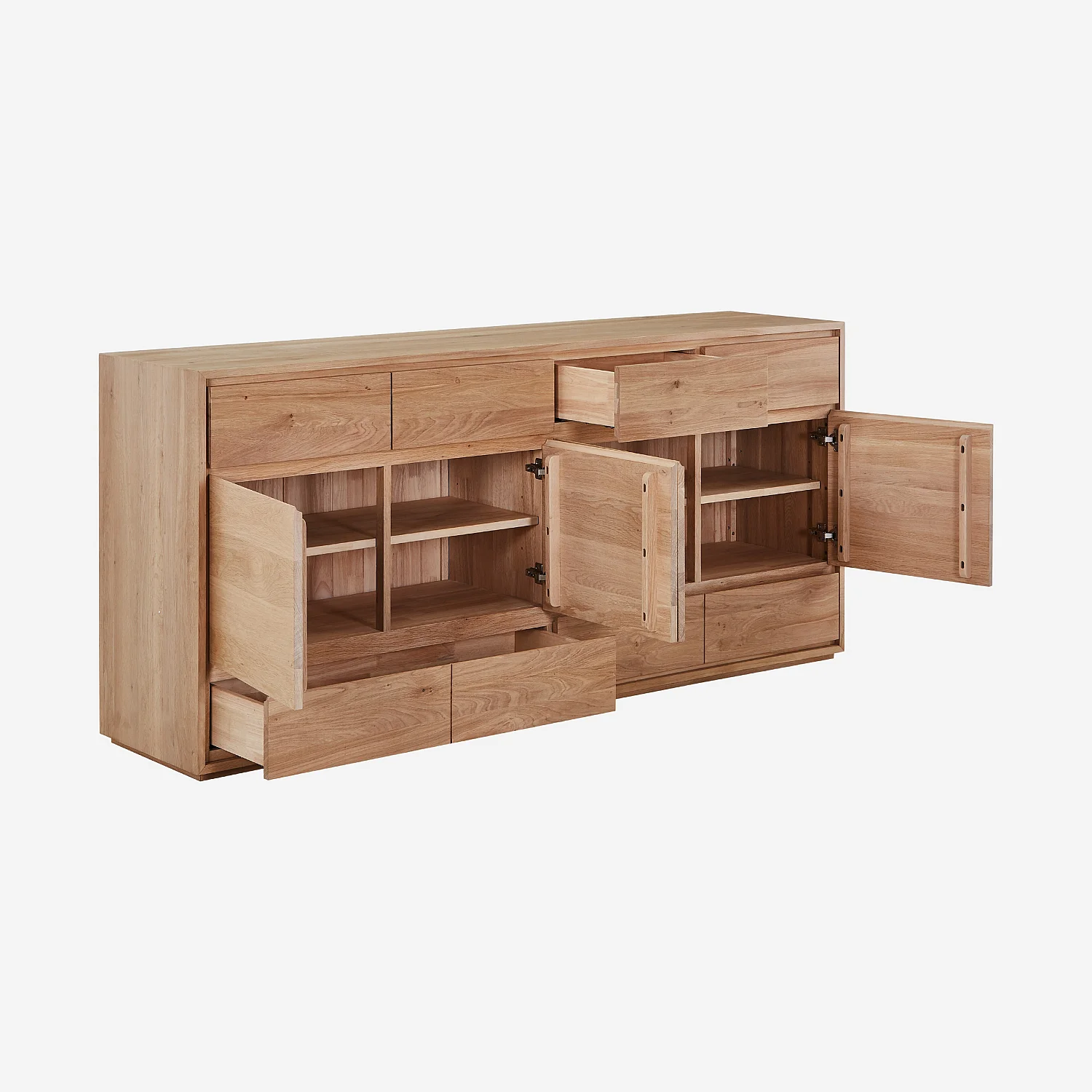 Sideboard mit 4 Türen und 6 Schubladen aus massiver Eiche - Natur - 2