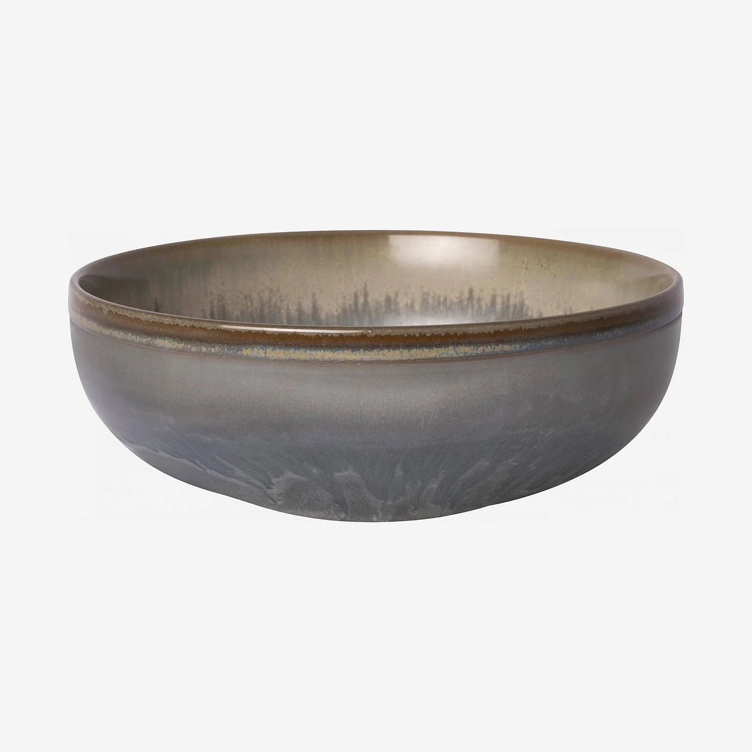 Lot de 4 bols en grès - 17,5 cm - Bleu et marron - 4