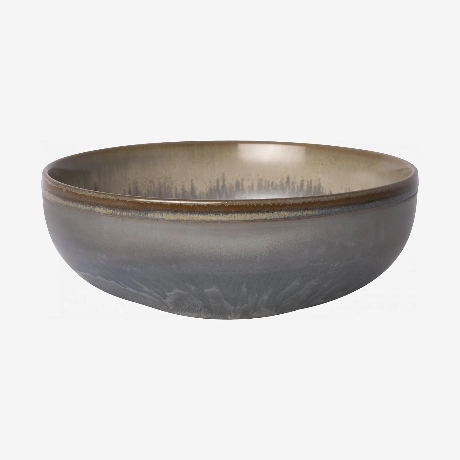 Lot de 4 bols en grès - 17,5 cm - Bleu et marron - 4