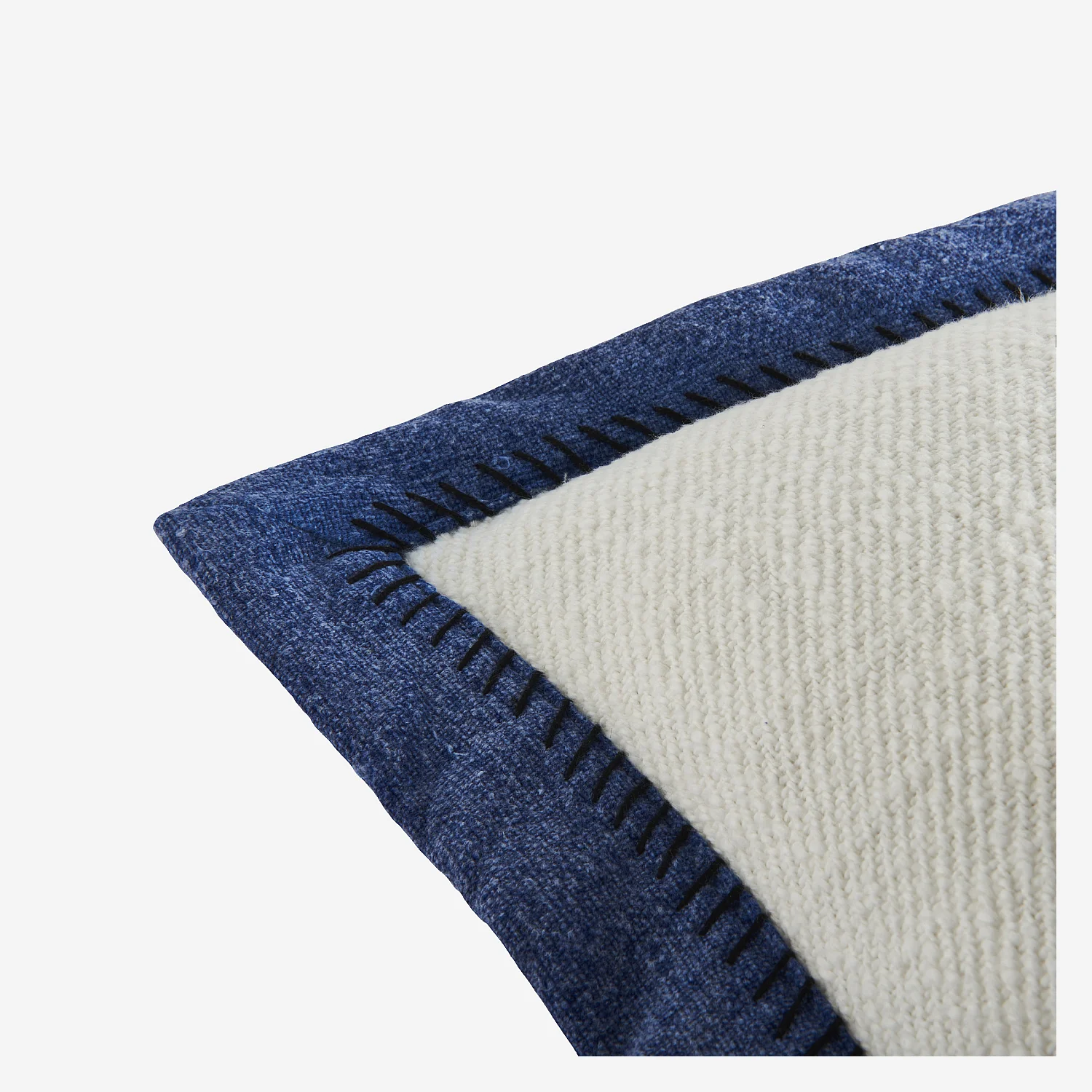 Coussin en coton - 30 x 50 cm - Ecru et bleu - 5