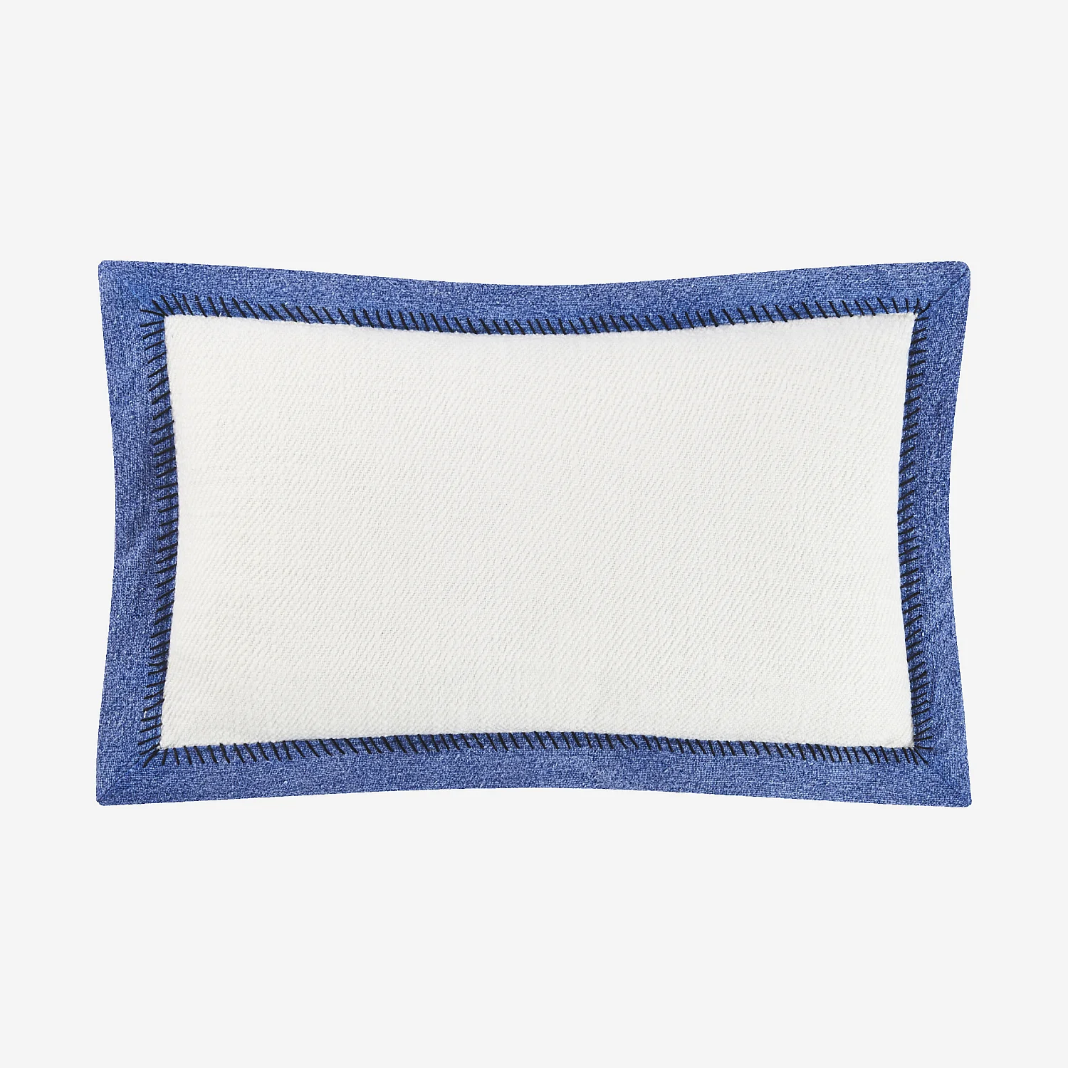 Coussin en coton - 30 x 50 cm - Ecru et bleu - 2