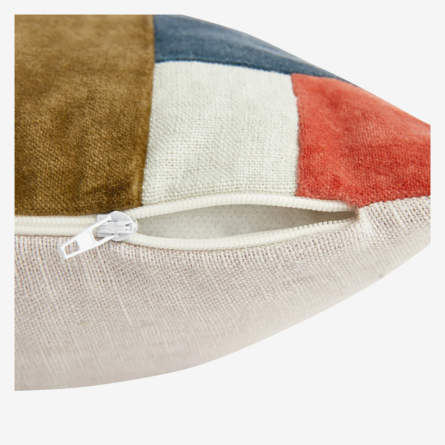 Coussin en lin et coton - 30 x 50 cm  - Bronze et bleu profond - Design by Floriane Jacques - 6