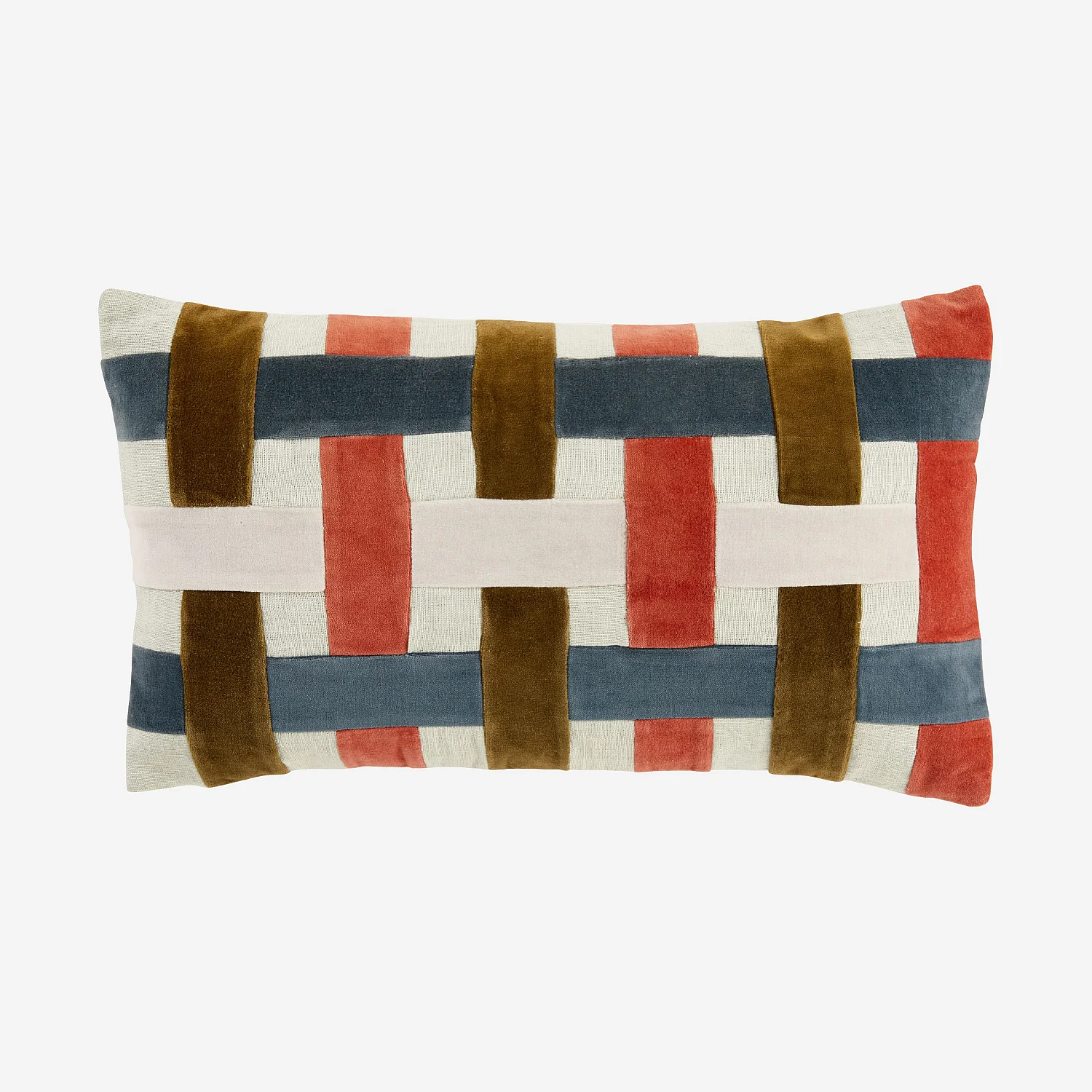 Coussin en lin et coton - 30 x 50 cm  - Bronze et bleu profond - Design by Floriane Jacques - 2