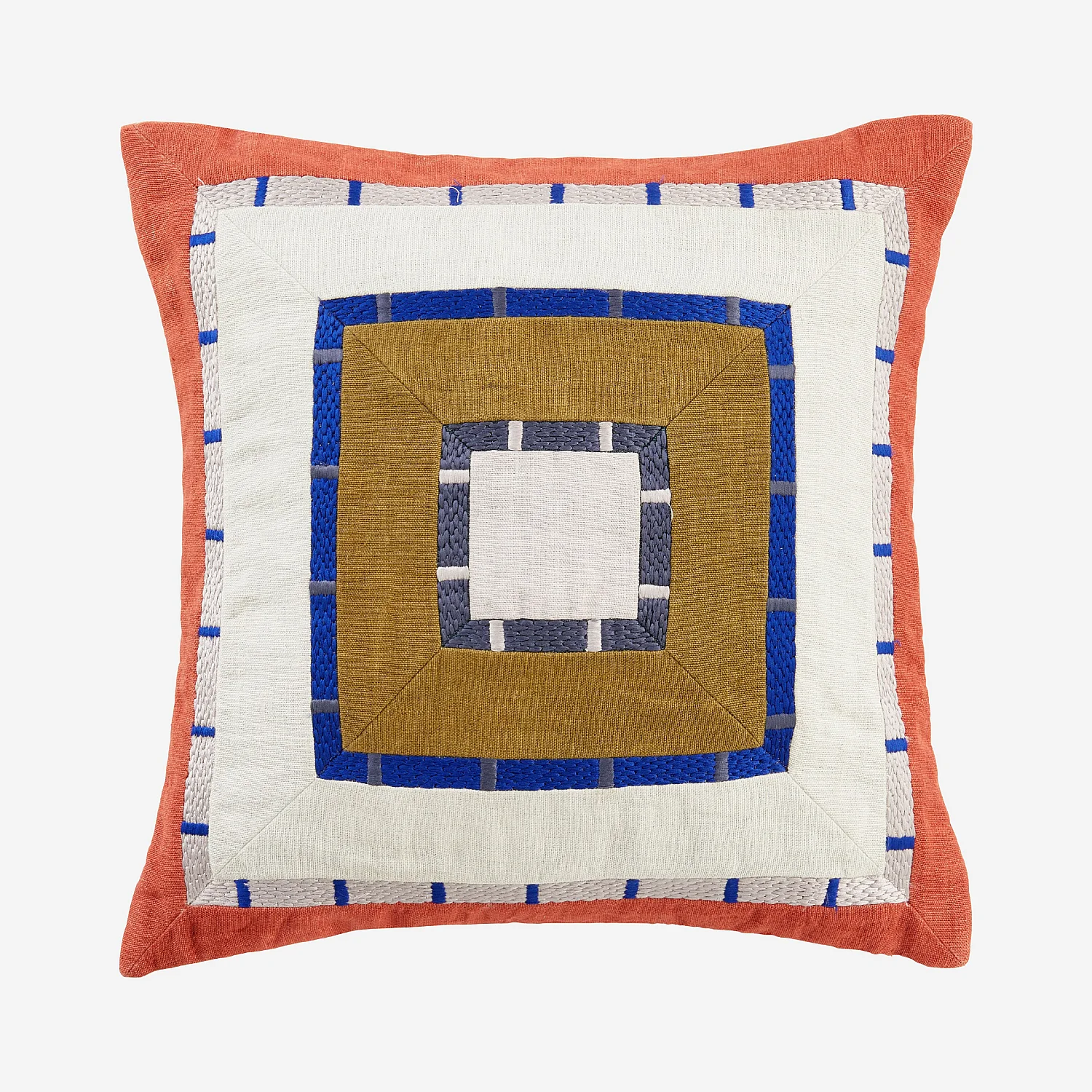 Cojín de lino - 45 x 45 cm - Bronce y burdeos - Design by Floriane Jacques - 2