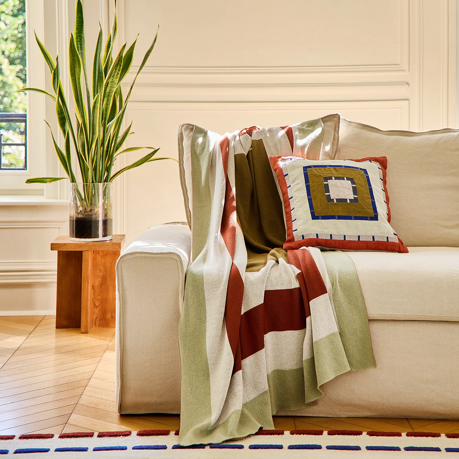 Coussin en lin - 45 x 45 cm - Bronze et bordeaux - Design by Floriane Jacques - 3