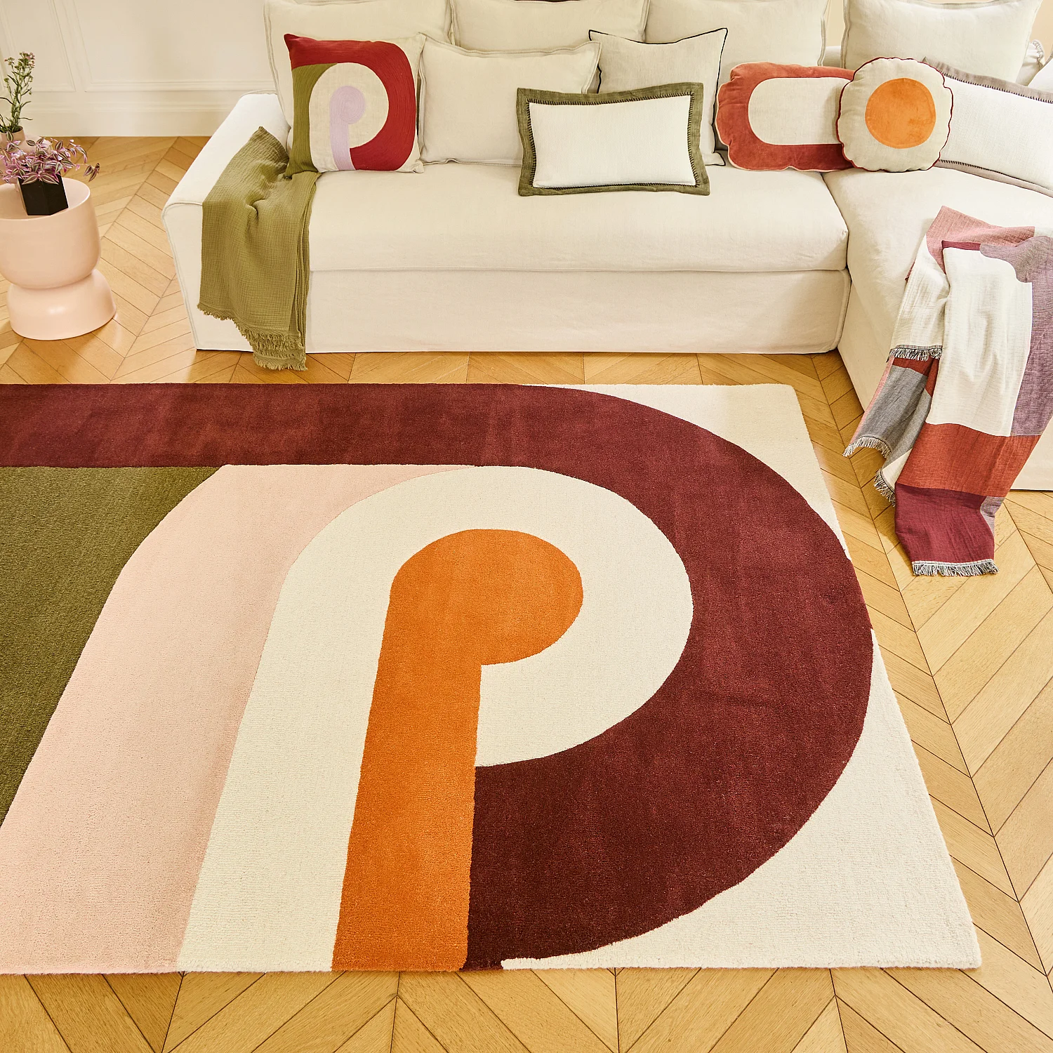 Alfombra de lana con acabado tufté y bouclé - 170 x 240 cm - Bronce y burdeos - Design by Floriane Jacques - 6