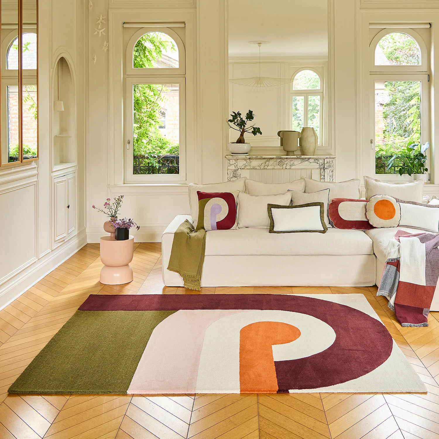 Tappeto taftato e bouclé in lana - 170 x 240 cm - Bronzo e bordeaux - Design by Floriane Jacques - 1