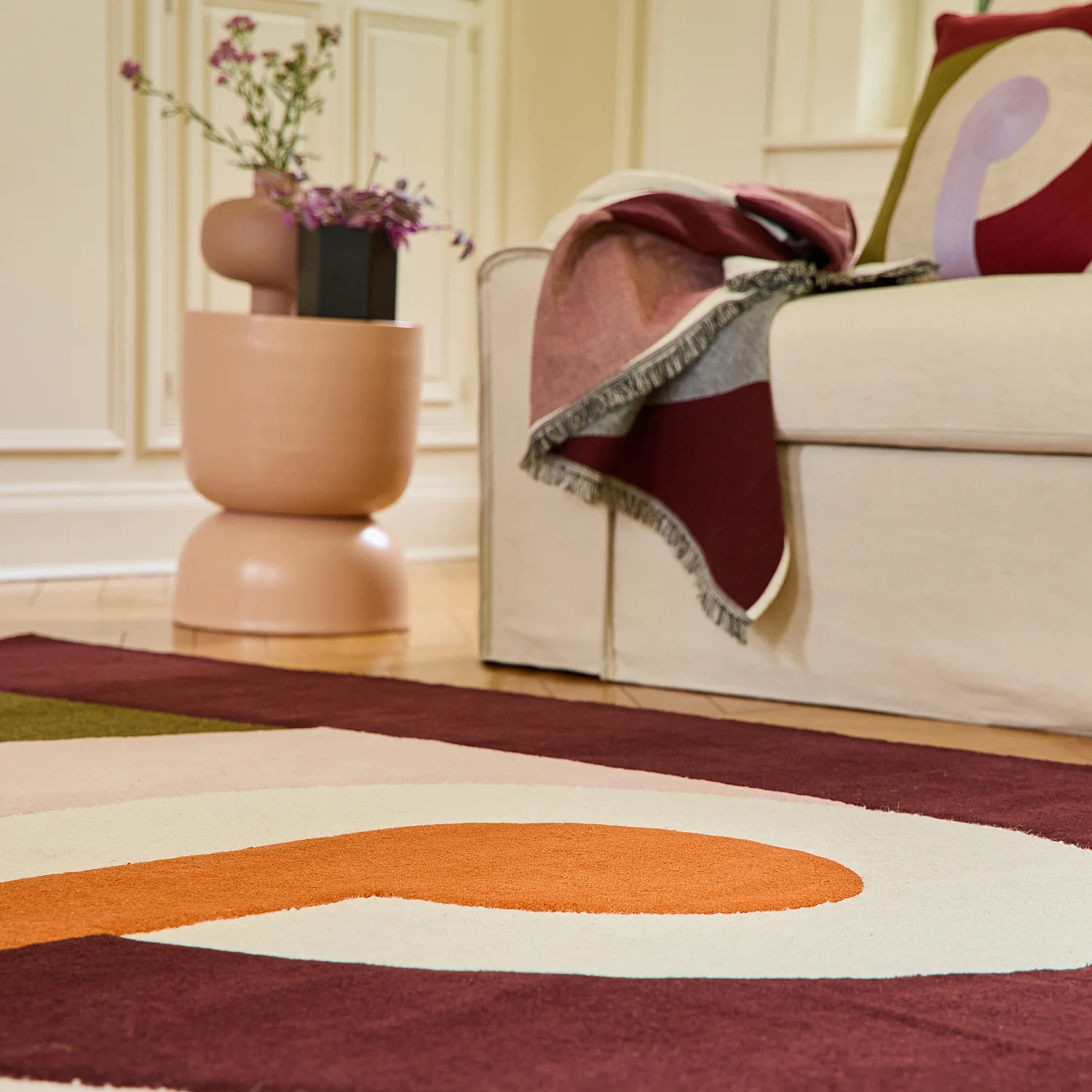 Tappeto taftato e bouclé in lana - 170 x 240 cm - Bronzo e bordeaux - Design by Floriane Jacques - 3