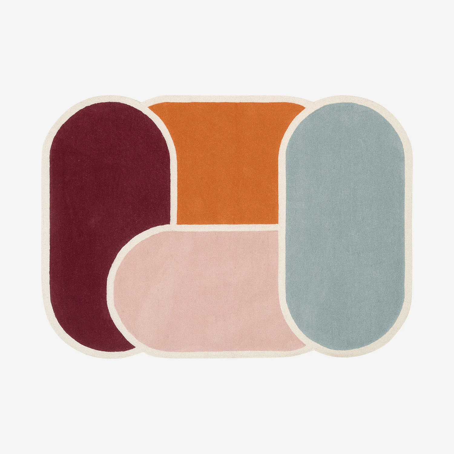 Alfombra de lana con acabado tufté y bouclé - 170 x 240 cm - Burdeos y naranja - Design by Floriane Jacques - 2