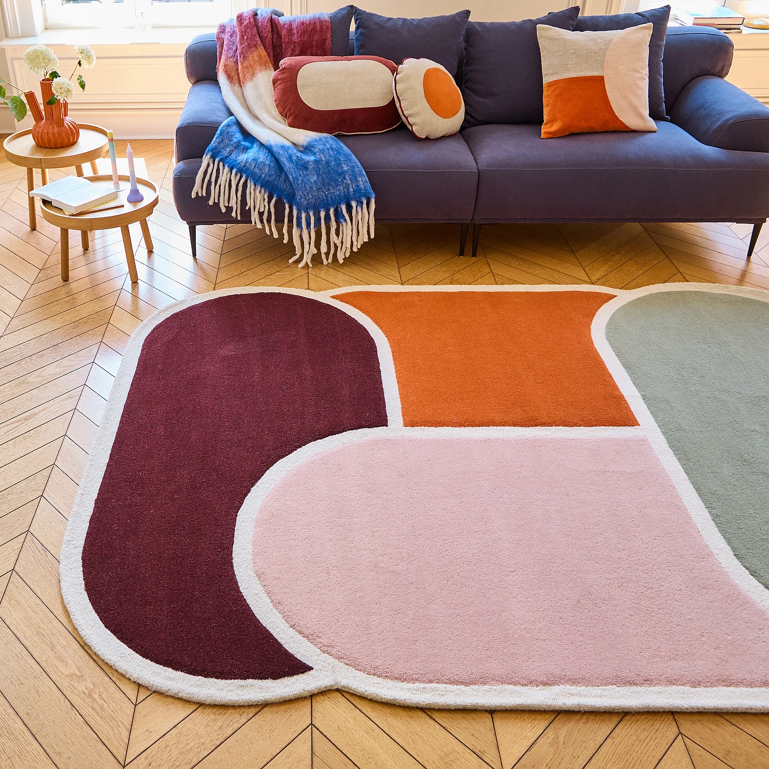 Tappeto taftato e bouclé in lana - 170 x 240 cm - Bordeaux e arancione - Design by Floriane Jacques - 5