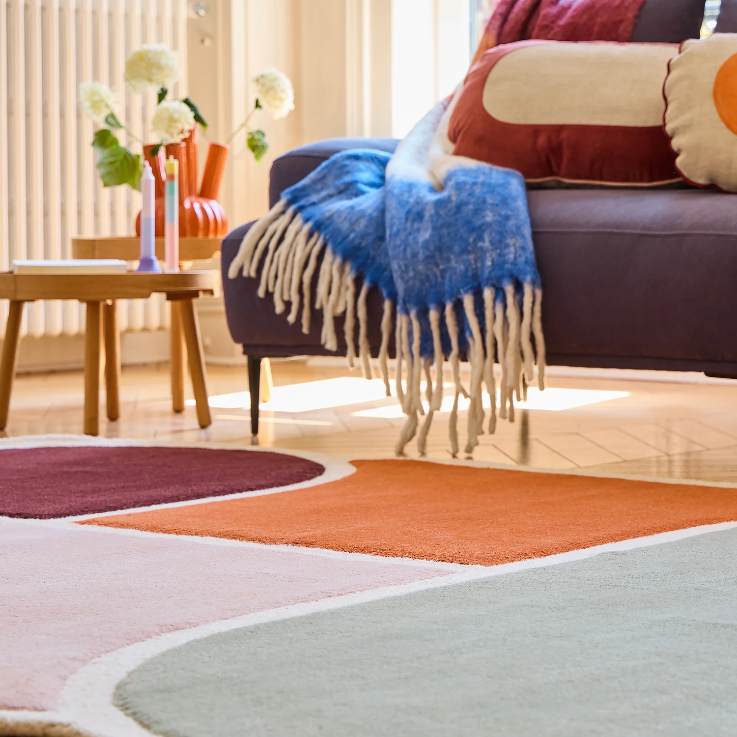 Tappeto taftato e bouclé in lana - 170 x 240 cm - Bordeaux e arancione - Design by Floriane Jacques - 8