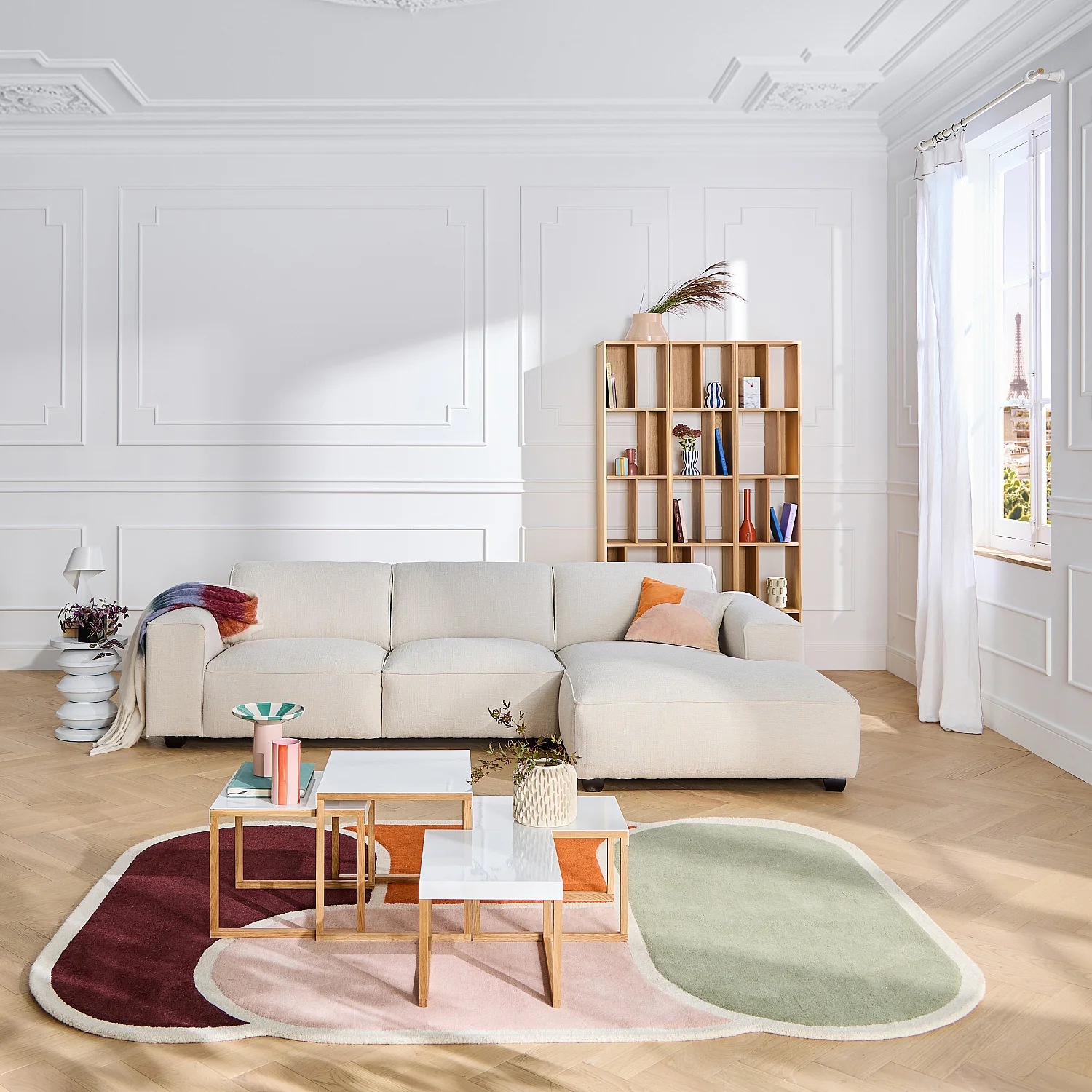 Tappeto taftato e bouclé in lana - 170 x 240 cm - Bordeaux e arancione - Design by Floriane Jacques - 7