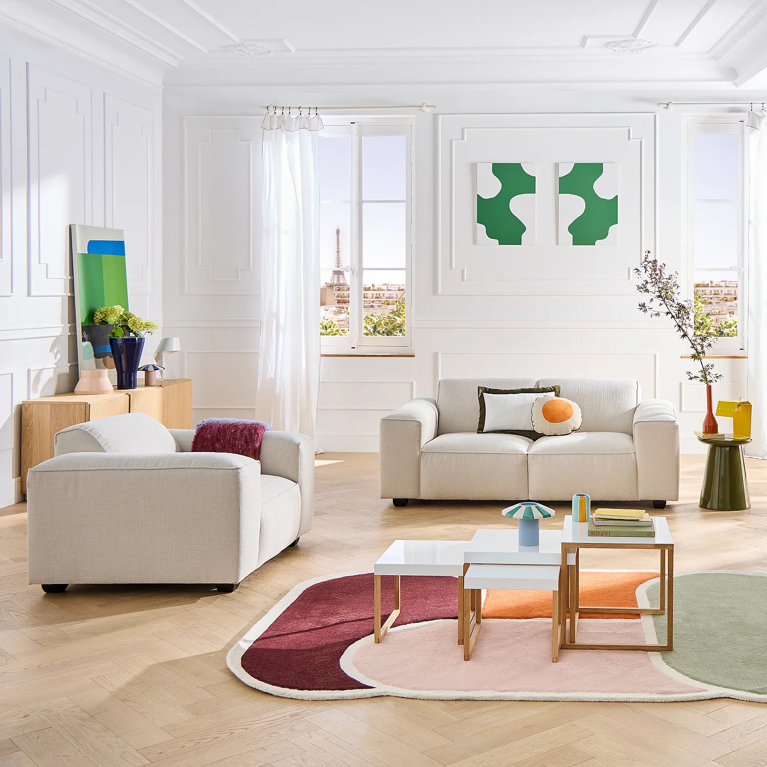 Tappeto taftato e bouclé in lana - 170 x 240 cm - Bordeaux e arancione - Design by Floriane Jacques - 10