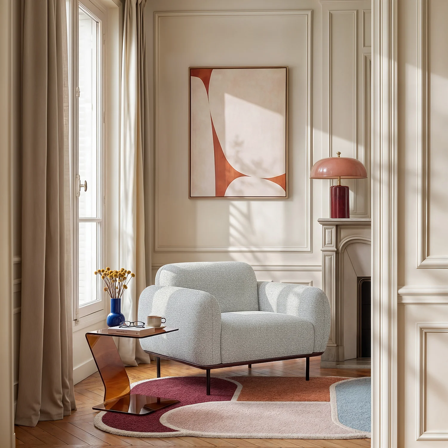 Tappeto taftato e bouclé in lana - 170 x 240 cm - Bordeaux e arancione - Design by Floriane Jacques - 14