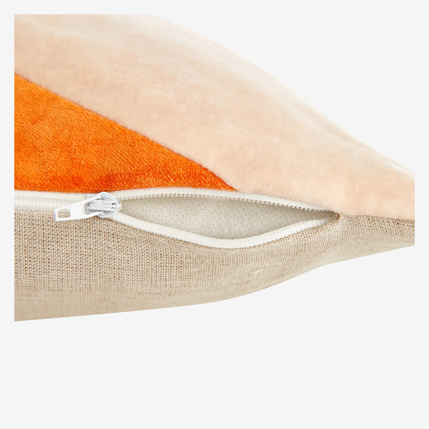 Cojín de mezcla de lino y algodón - 45 x 45 cm - Naranja y rosa claro - Design by Floriane Jacques - 6