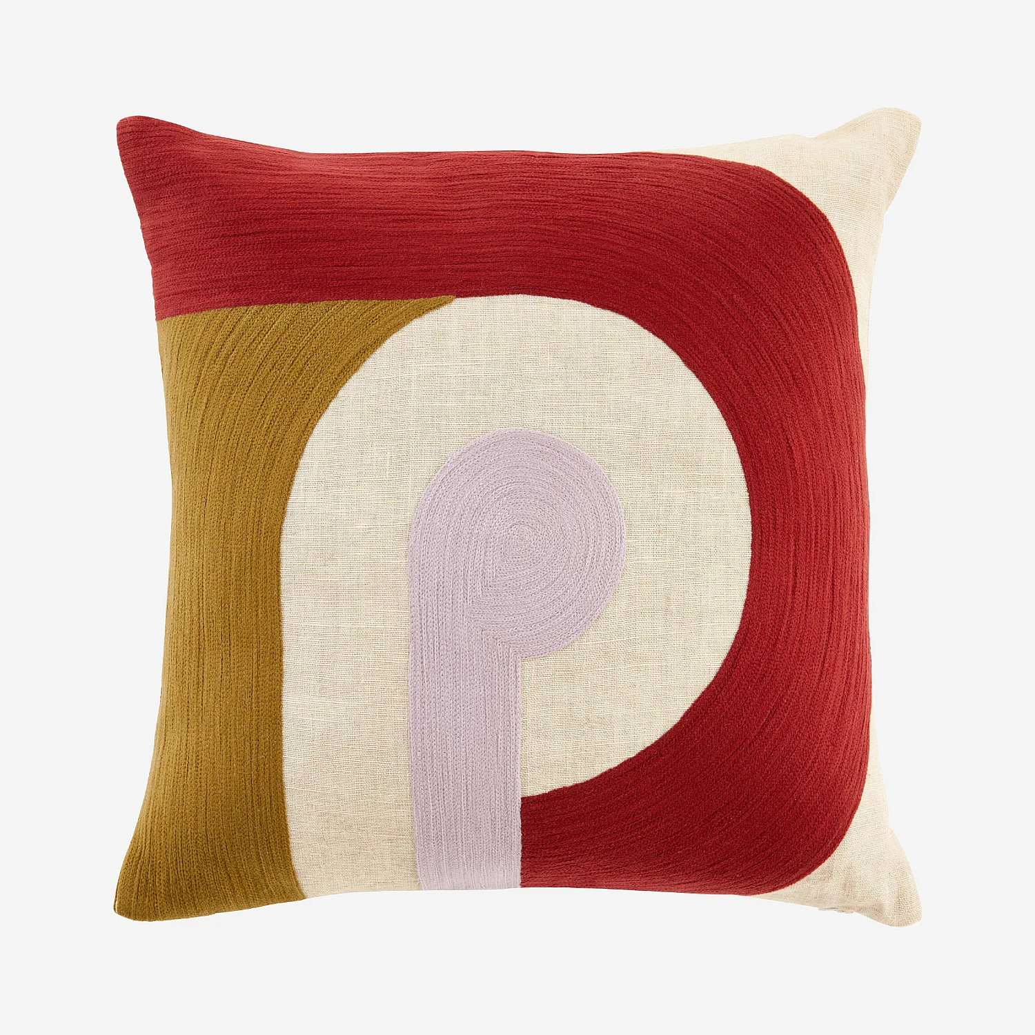 Coussin en lin - 45 x 45 cm - Bronze, bordeaux et lilas - Design by Floriane Jacques - 2