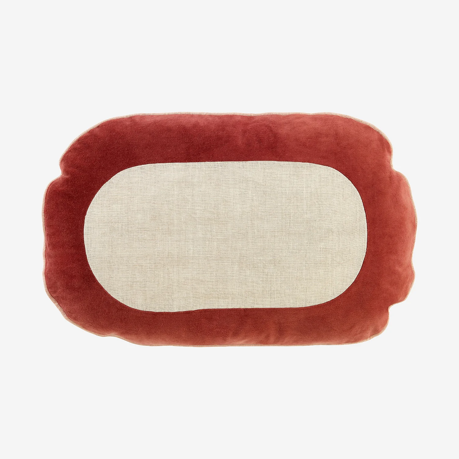 Kissen aus Leinen und Baumwolle - 40 x 60 cm - Beige und Bordeaux - Design by Floriane Jacques - 2