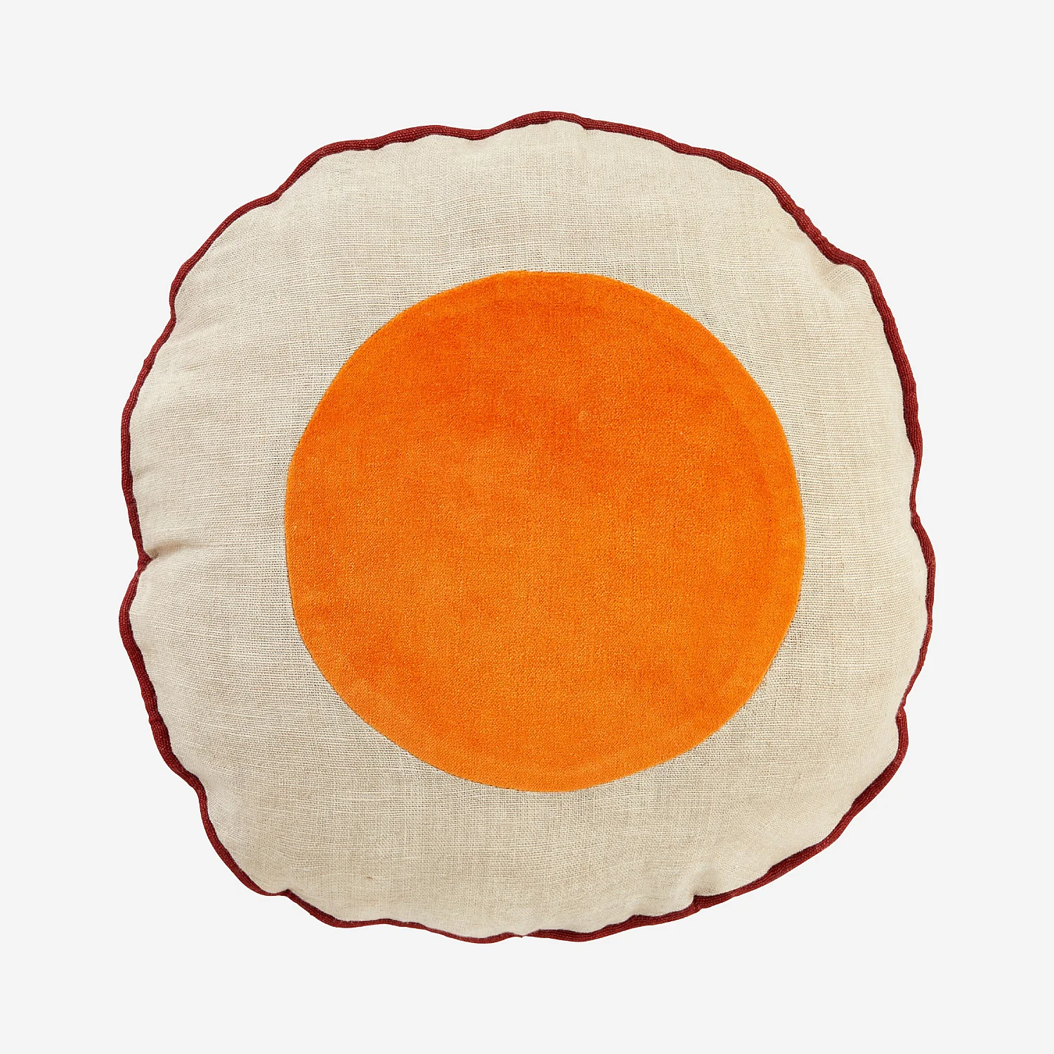 Cojín de mezcla de lino y algodón - 40 cm - Beige y naranja - Design by Floriane Jacques - 2