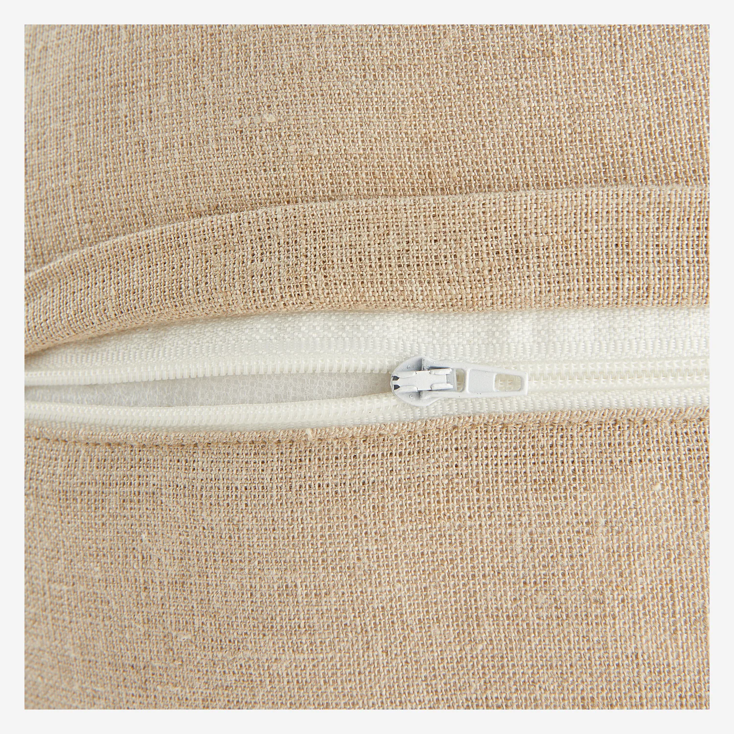 Cojín de mezcla de lino y algodón - 40 cm - Beige y naranja - Design by Floriane Jacques - 5