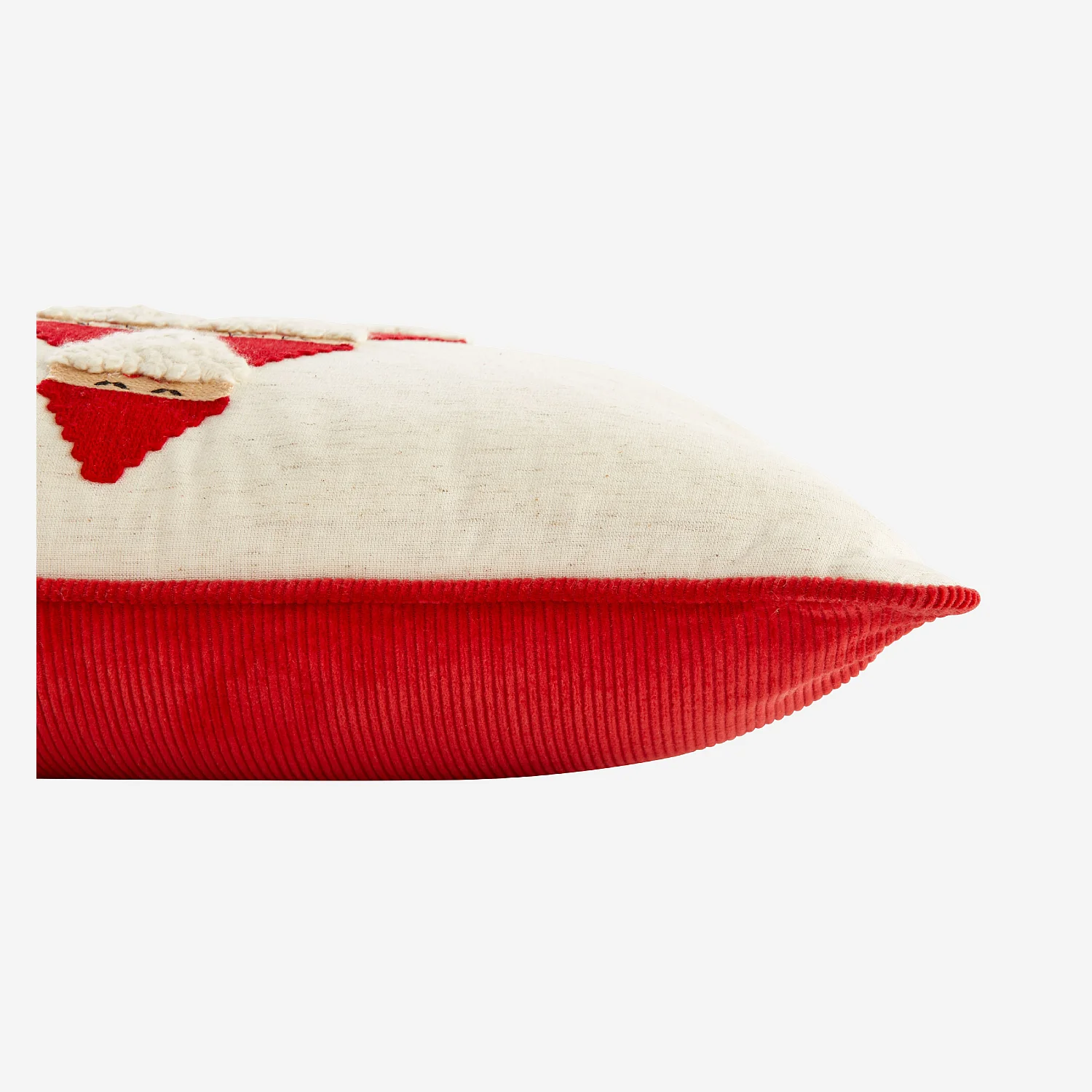 Coussin en lin et coton - 45 x 45 cm - Rouge et Ecru à motifs - 6