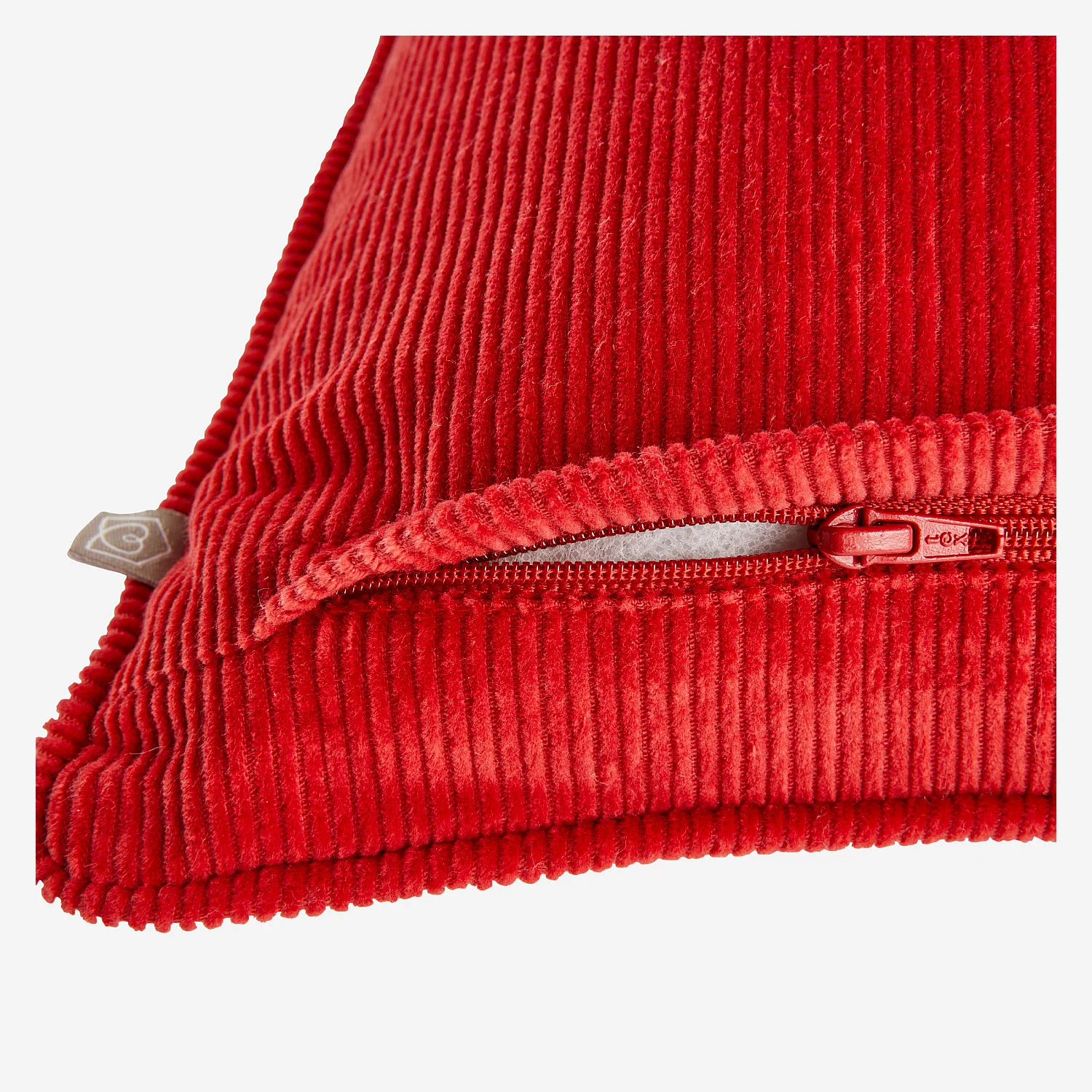 Cuscino in lino e cotone - 45 x 45 cm - Rosso e Écru con motivi - 5