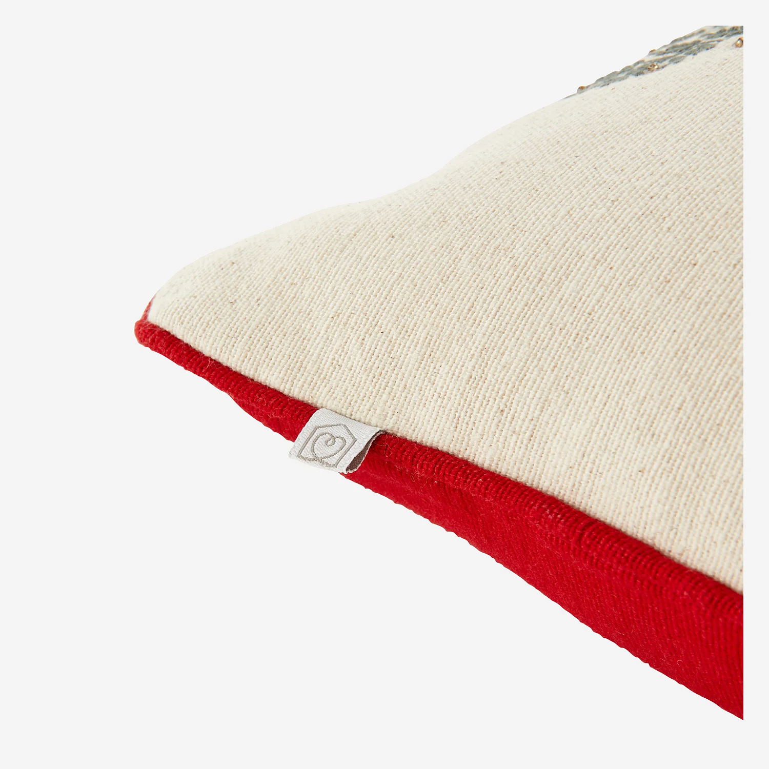 Coussin en coton - 45 x 45 cm - Rouge et Ecru à motifs - 5